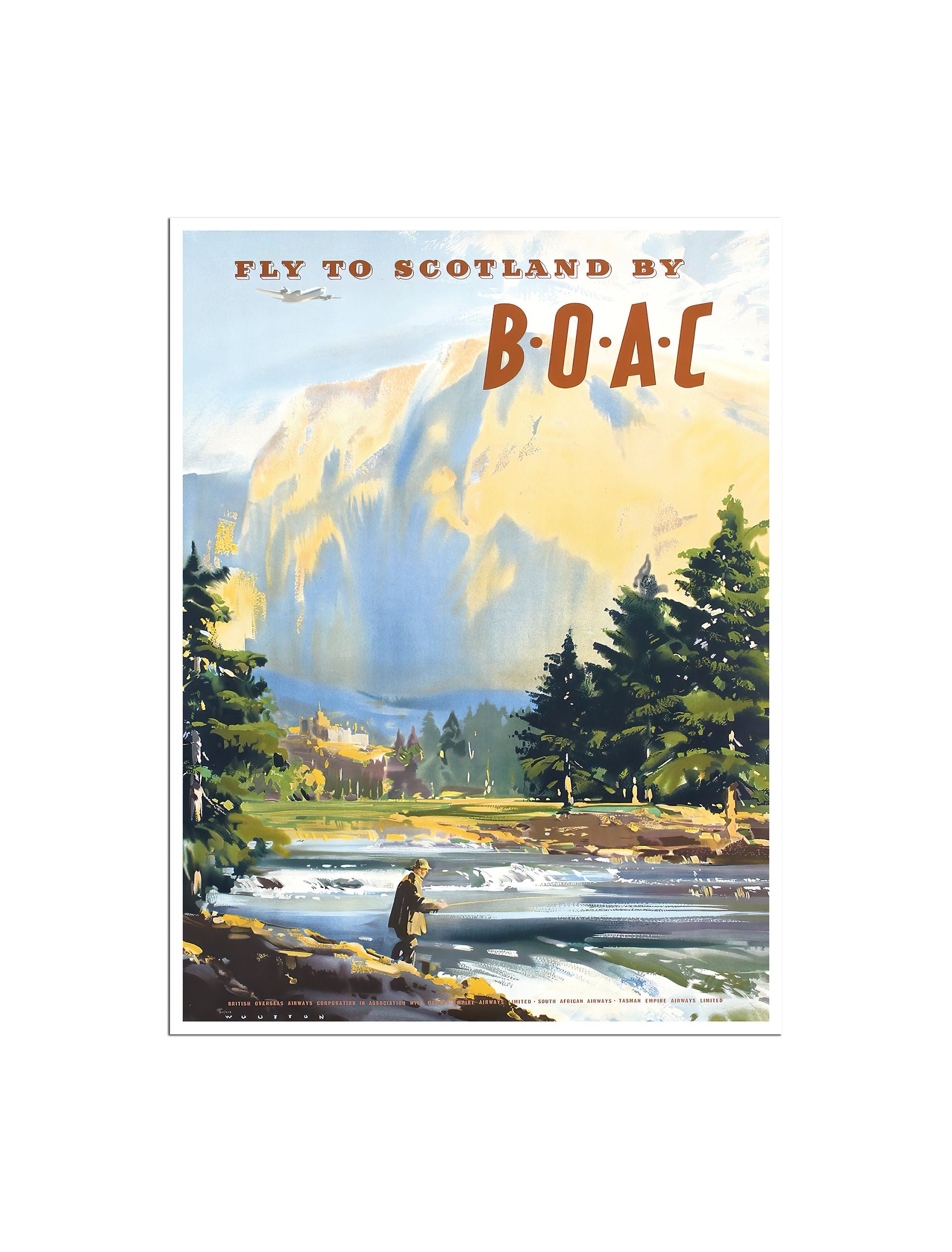 Scotland Fishing Art Scotland Travel Poster Scottish Print Home Decor (XR4006)