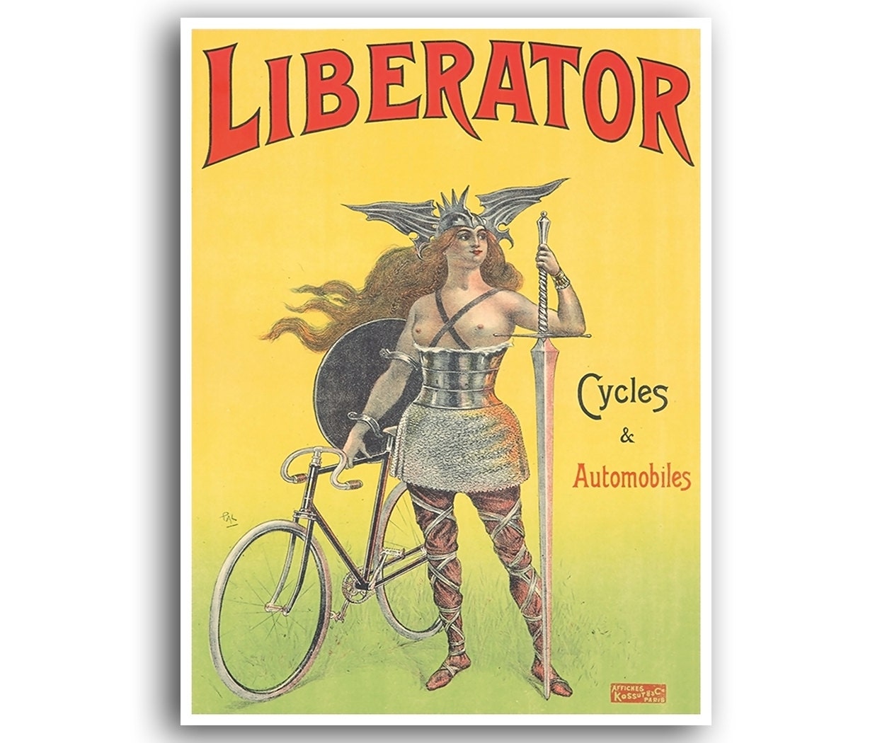 Bicycling Art Cycling Poster Vintage Bike Print (H399)
