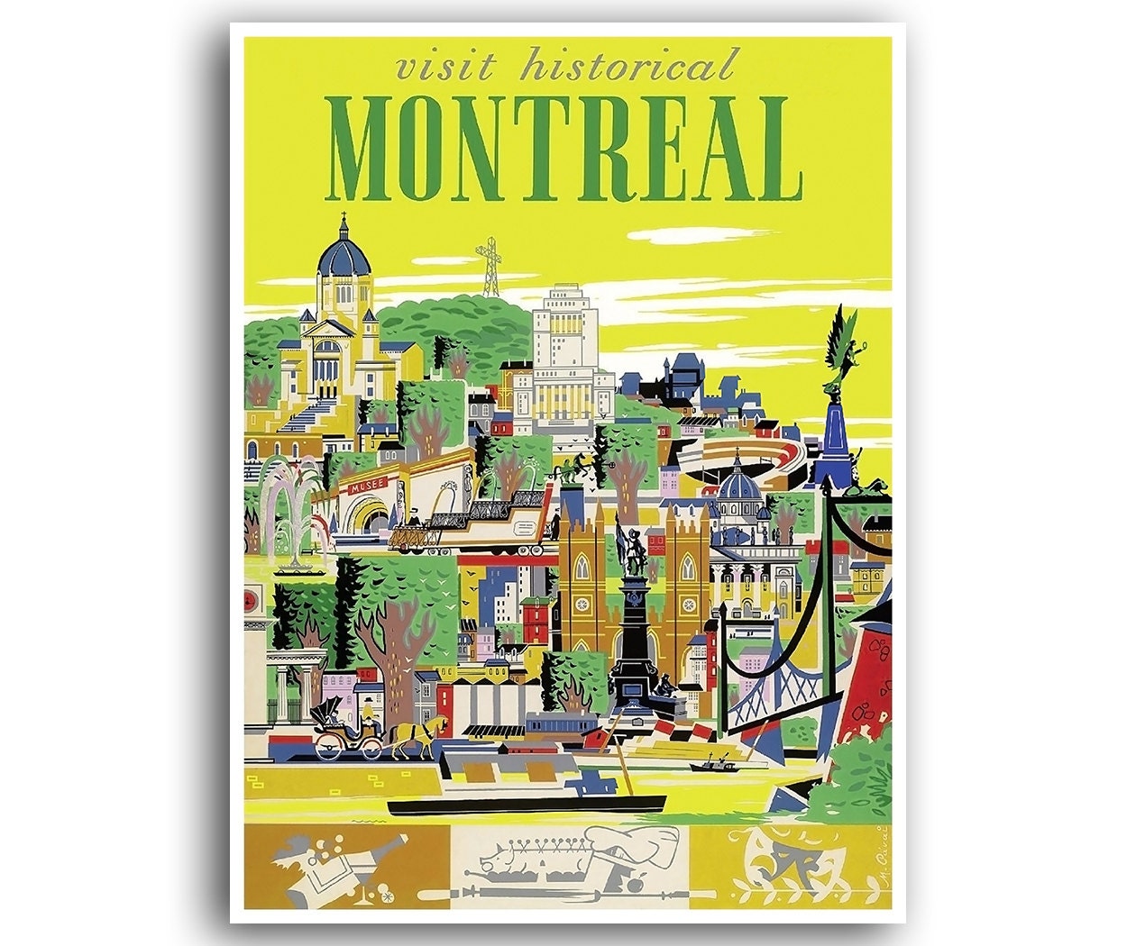 Travel Poster Montreal Canada Art Print Home Decor (XR1201)