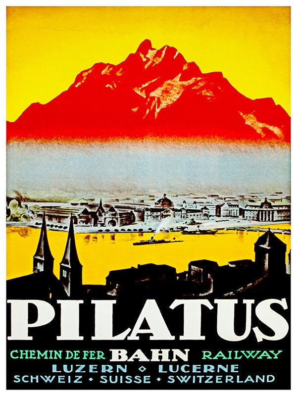 Art Switzerland Travel Poster Swiss Alps Vintage Print (ZT160)