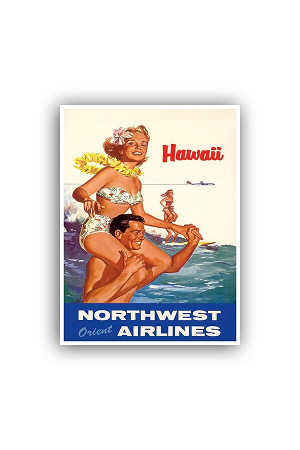 Retro Poster Hawaii Travel Decor Surfing Art Retro Decor Print (H470)