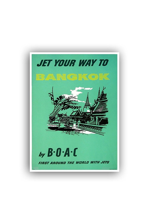 Art Thailand Poster Travel Print Bangkok Vintage Thai Home Decor (XR1040)