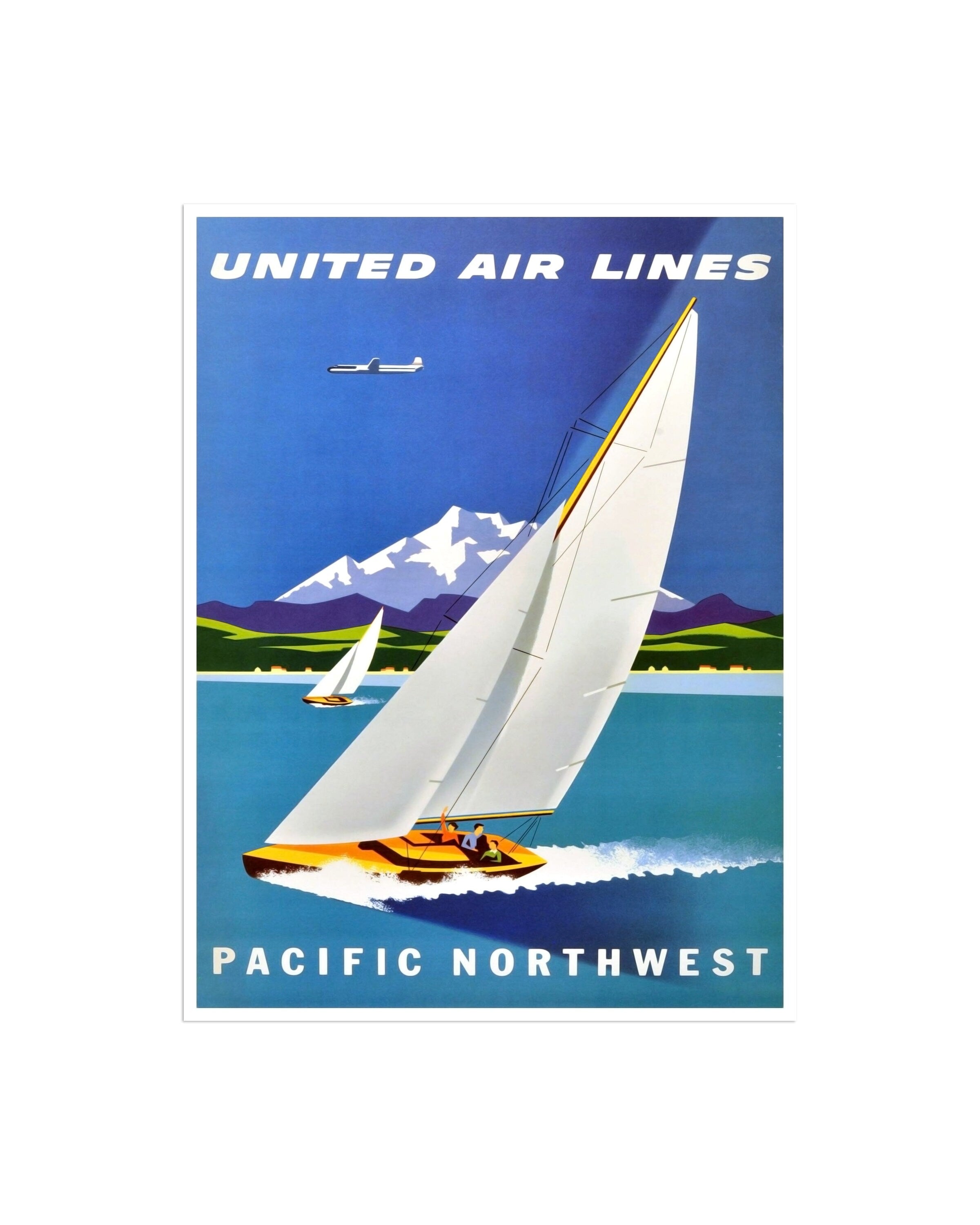Travel Poster Pacific Northwest Columbia Gorge Oregon Art Sailing Print Vintage Home Decor (H523)