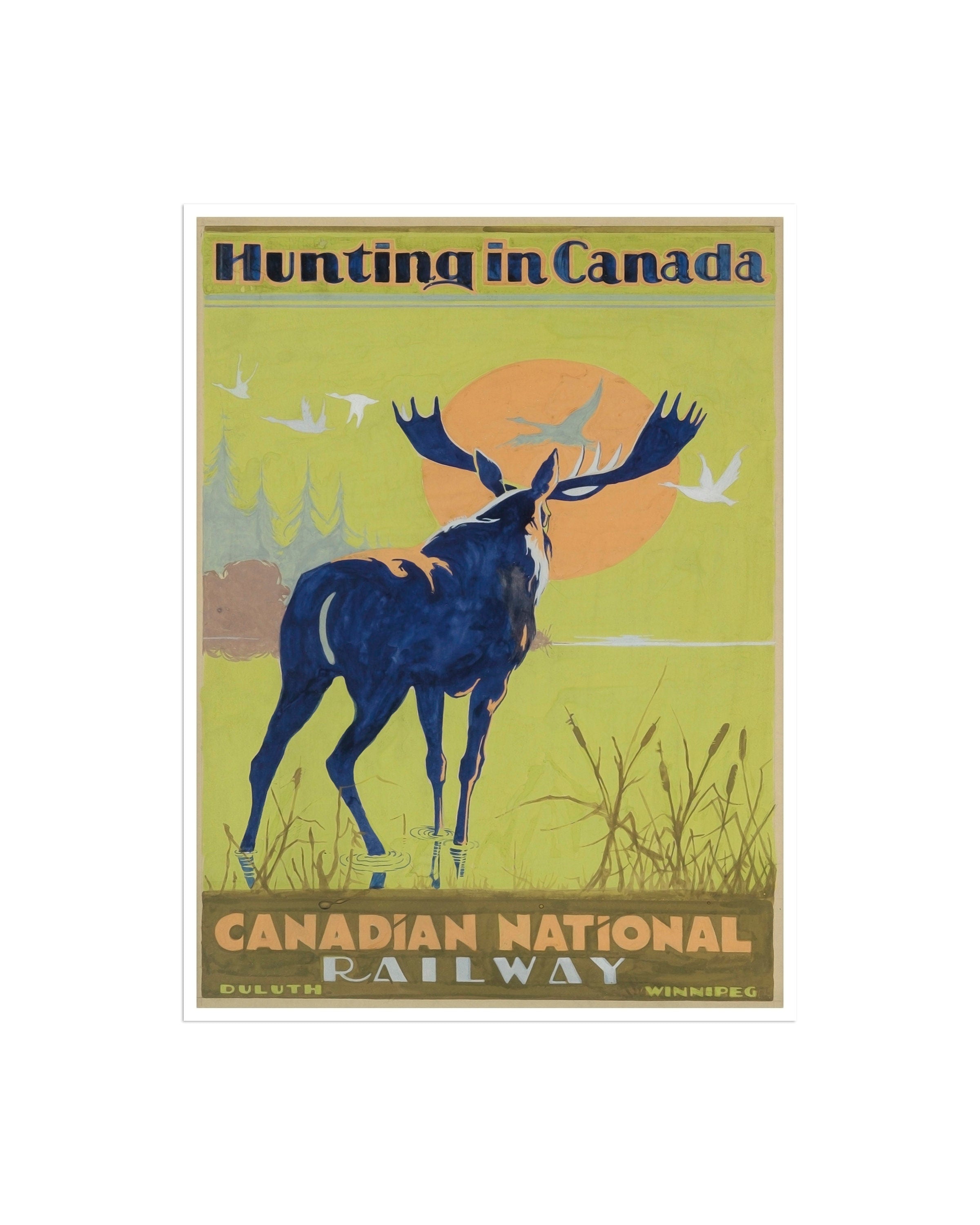 Moose Hunting Art Canada Travel Poster Print Sports Decor (H534)