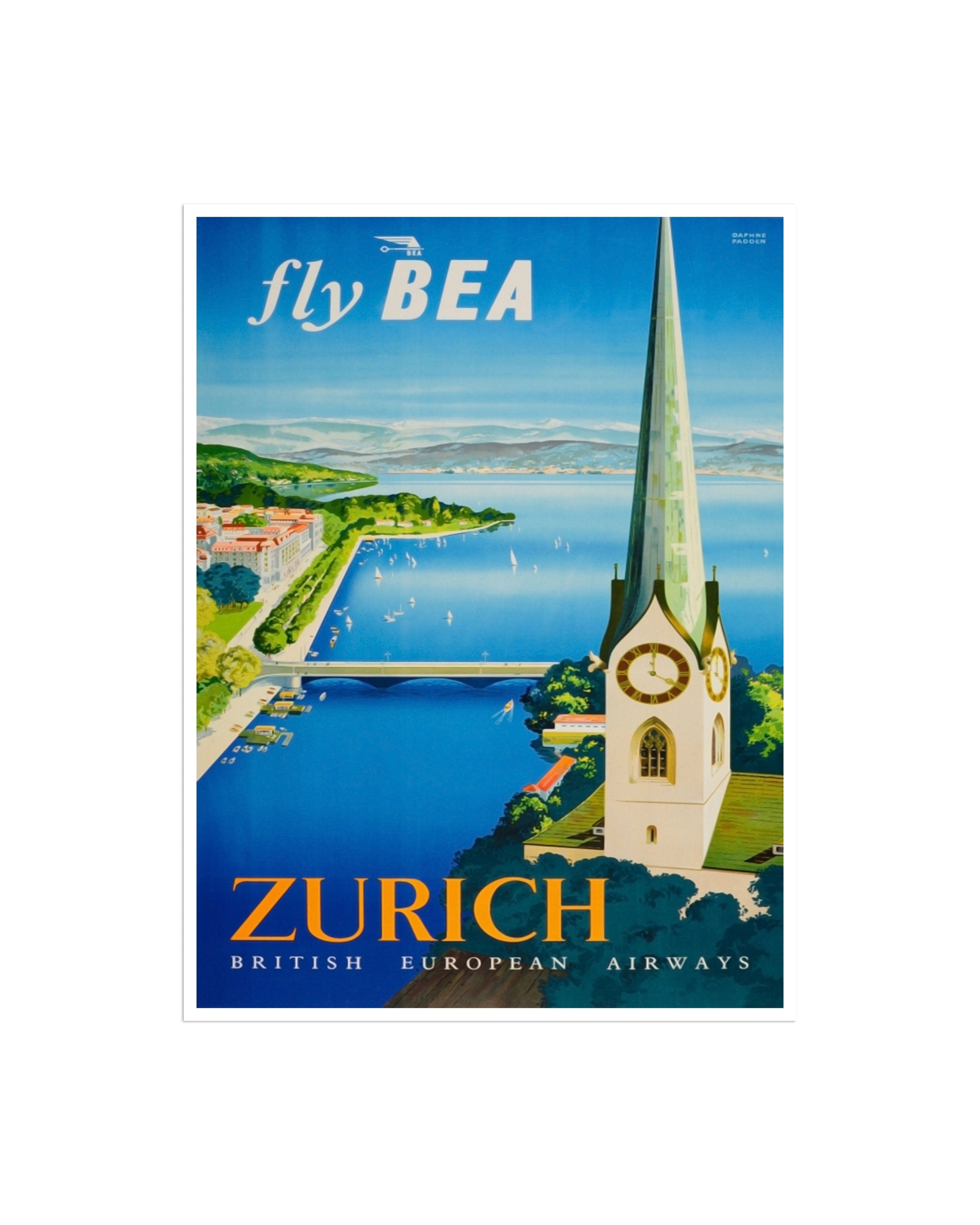 Zurich Switzerland Art Print Swiss Home Decor Travel Poster (ZT693)