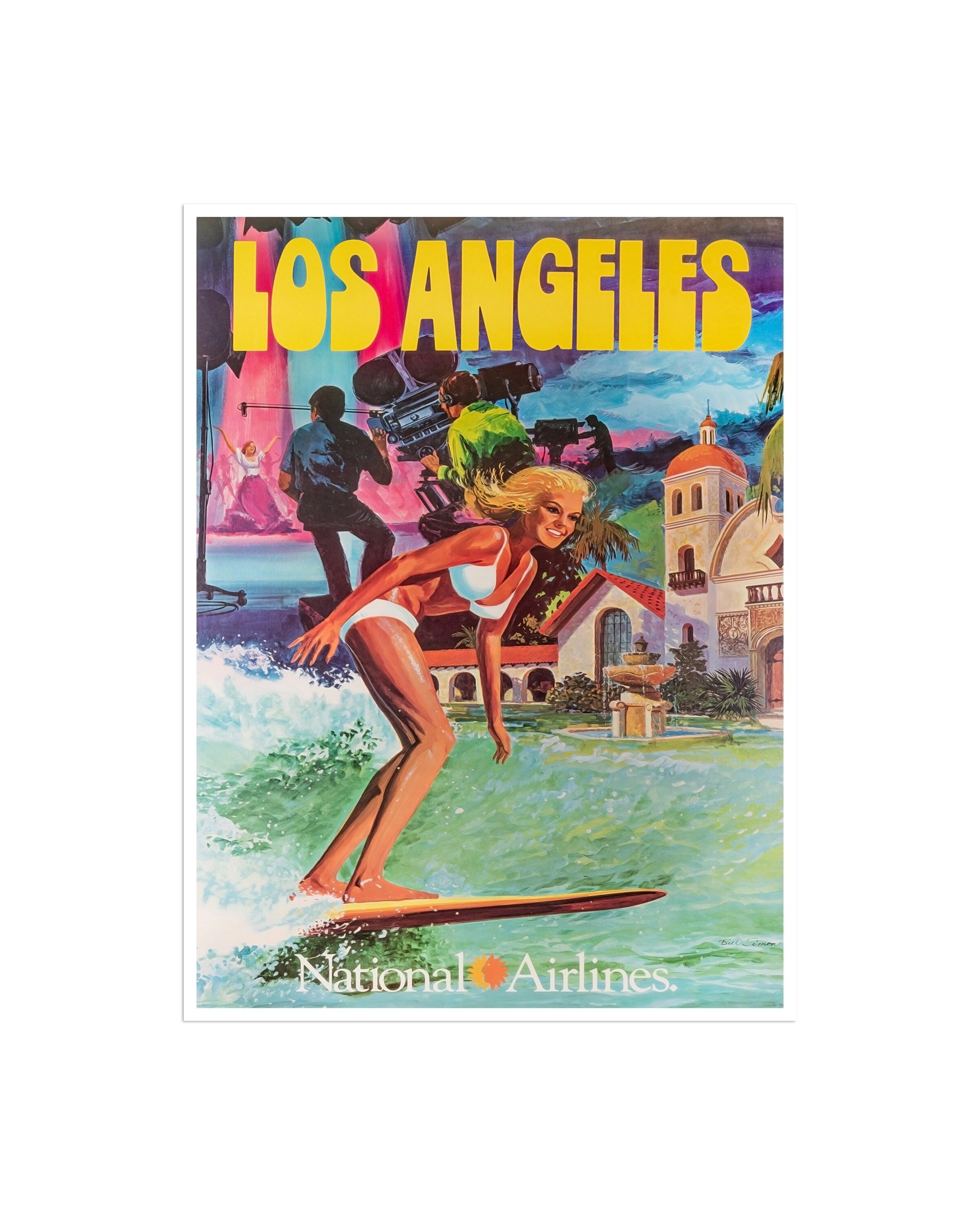 Retro Surfing Poster Los Angeles Travel Decor Art Retro Decor Print (H589)