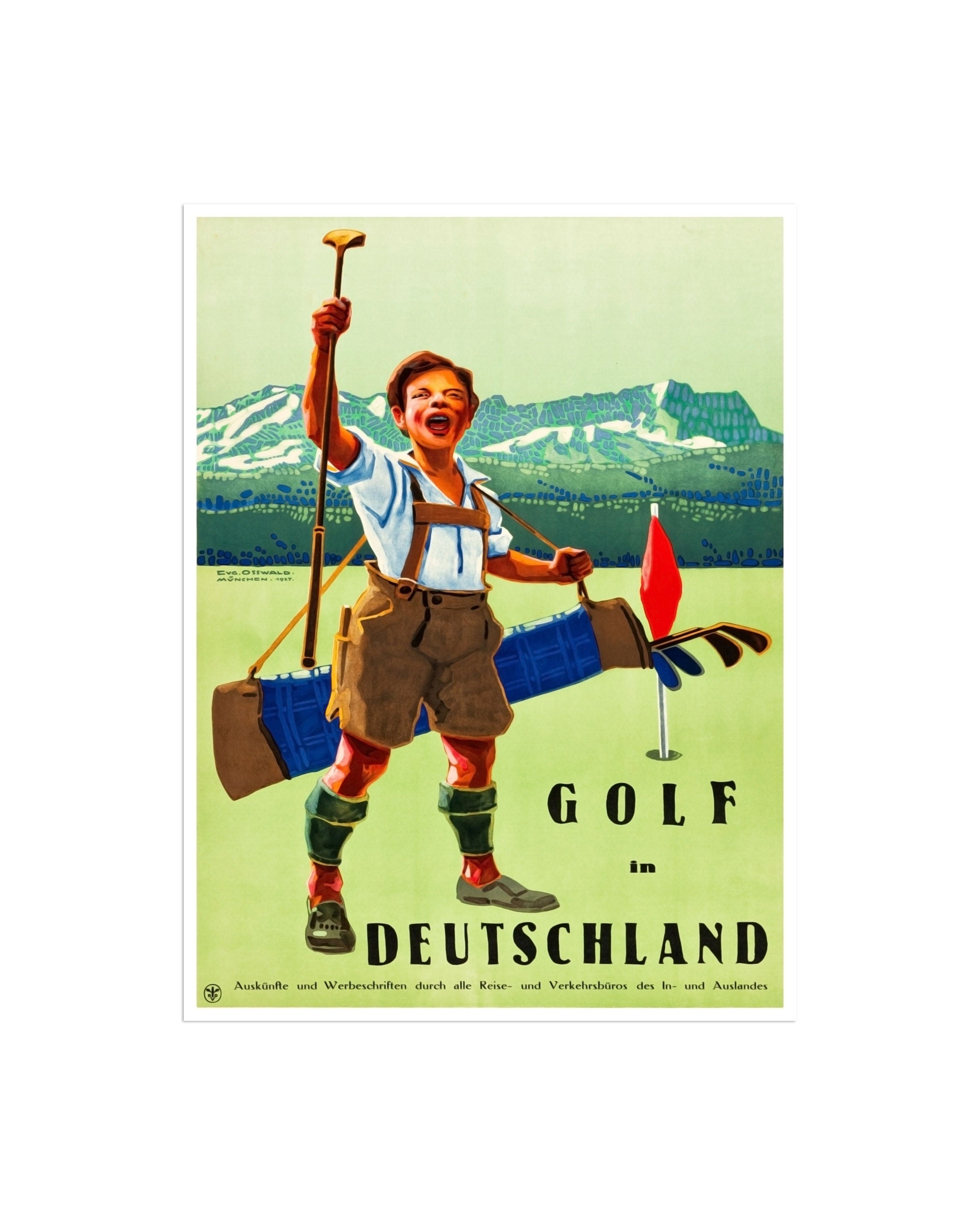 German Travel Poster Wall Art Golf Print Sports Decor (H588)