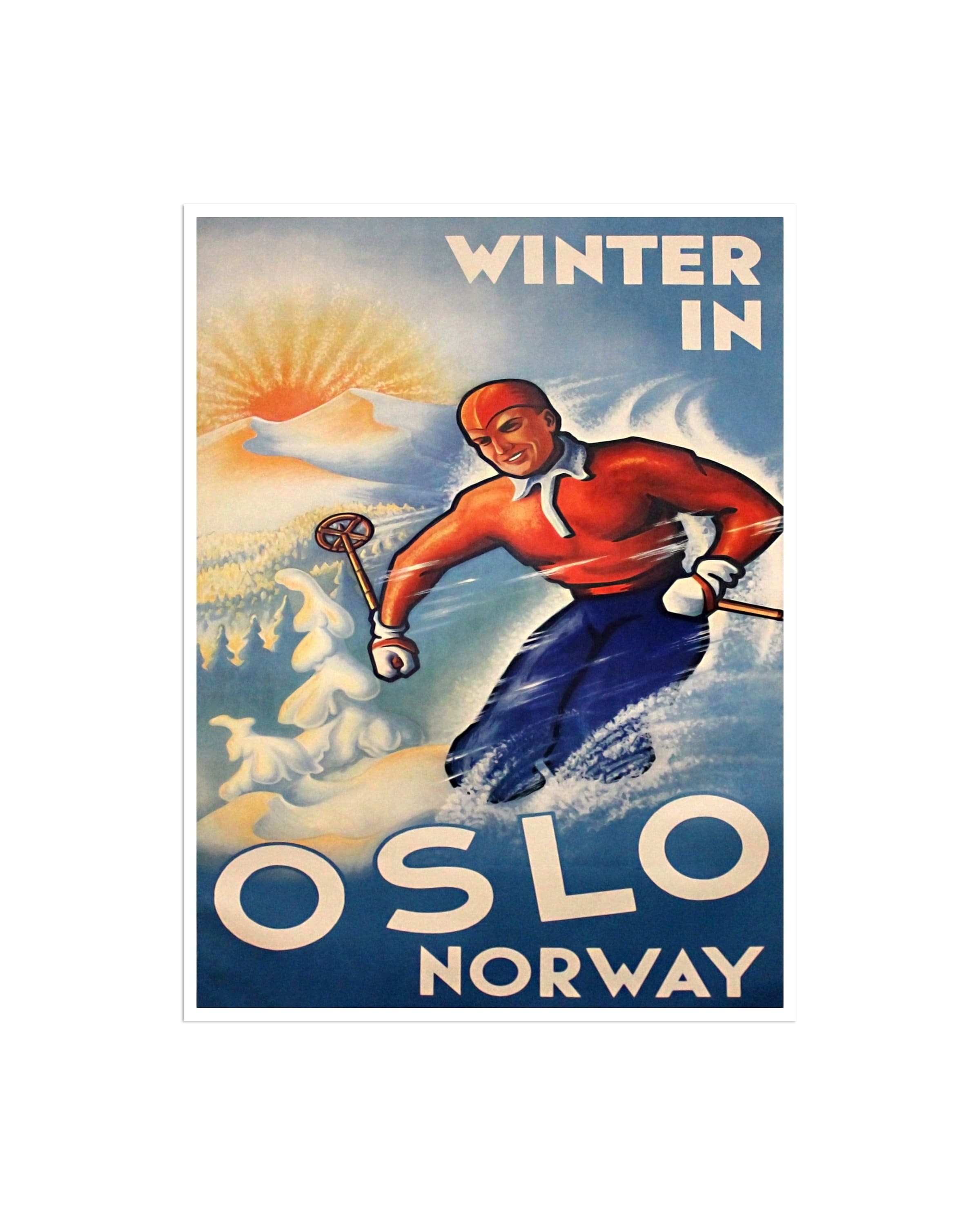 Oslo Norway Travel Poster Ski Art Man Cave Vintage Decor Retro Print (H592)