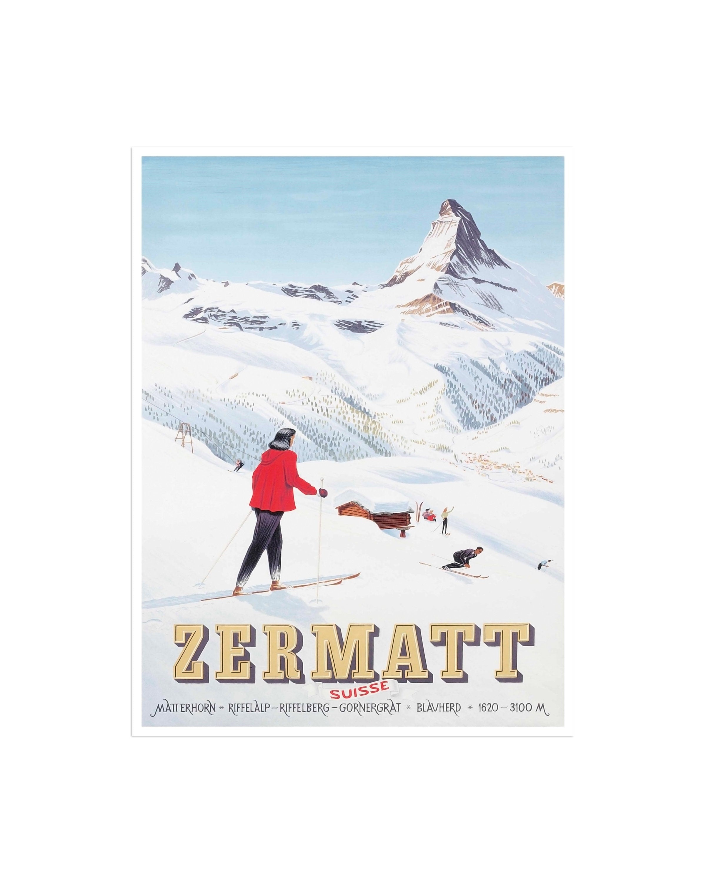 Zermatt Travel Poster Ski Art Switzerland Sports Home Decor Vintage Print (H613)