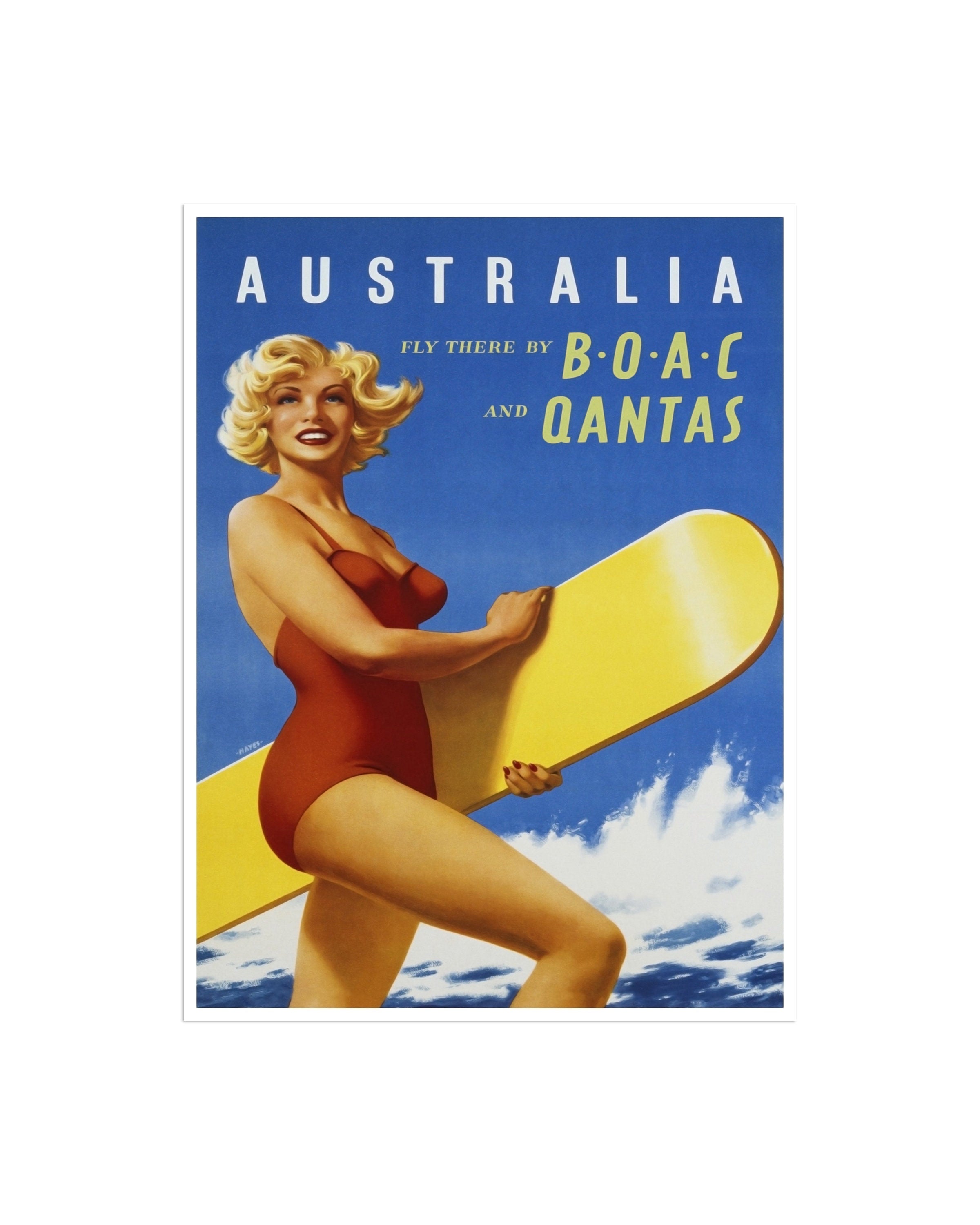 Retro Surfing Poster Australia Travel Decor Art Retro Decor Print (H659)