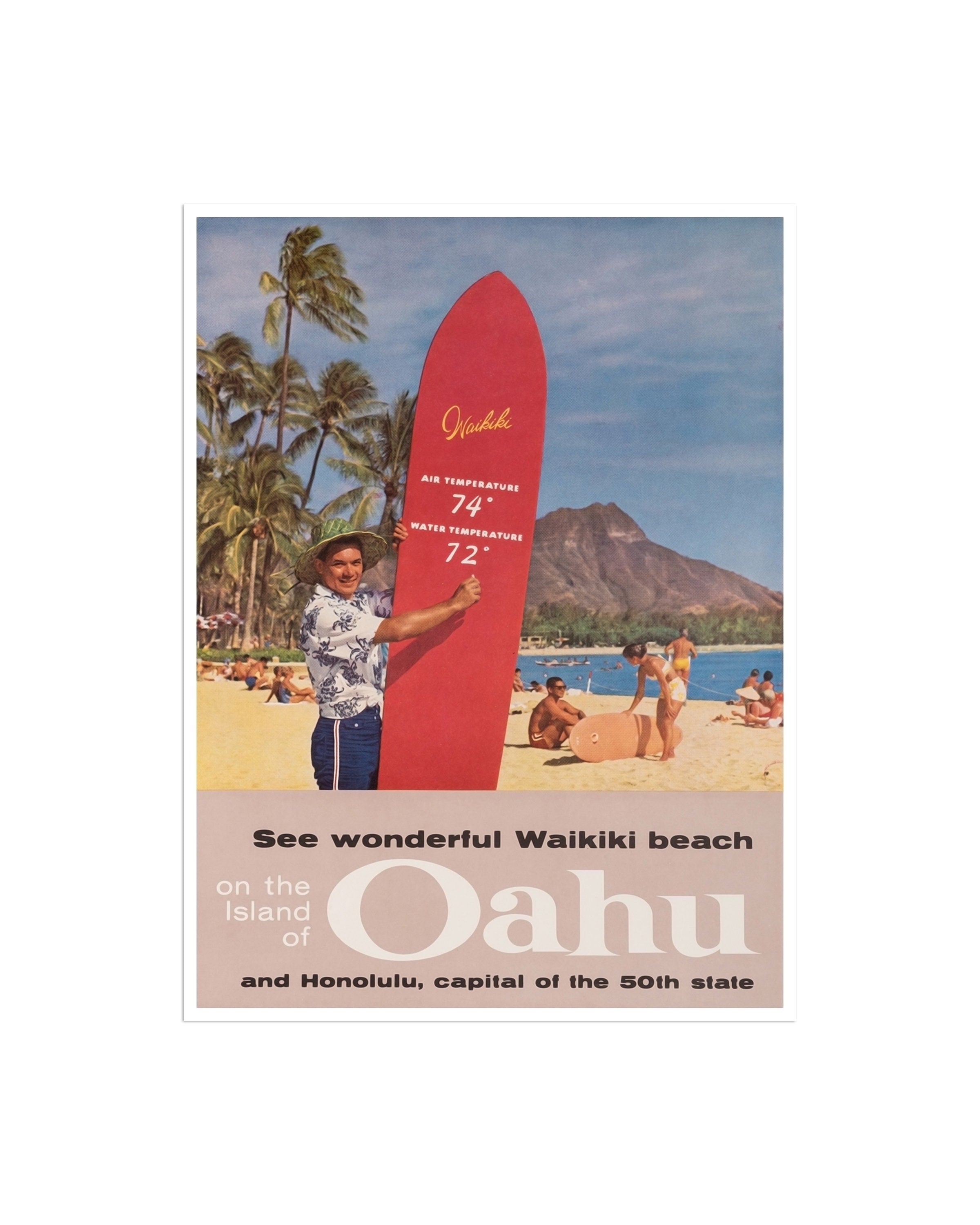 Retro Oahu Poster Hawaii Surfing Art Hawaiian Home Decor Sports Wall Art Print (H654)