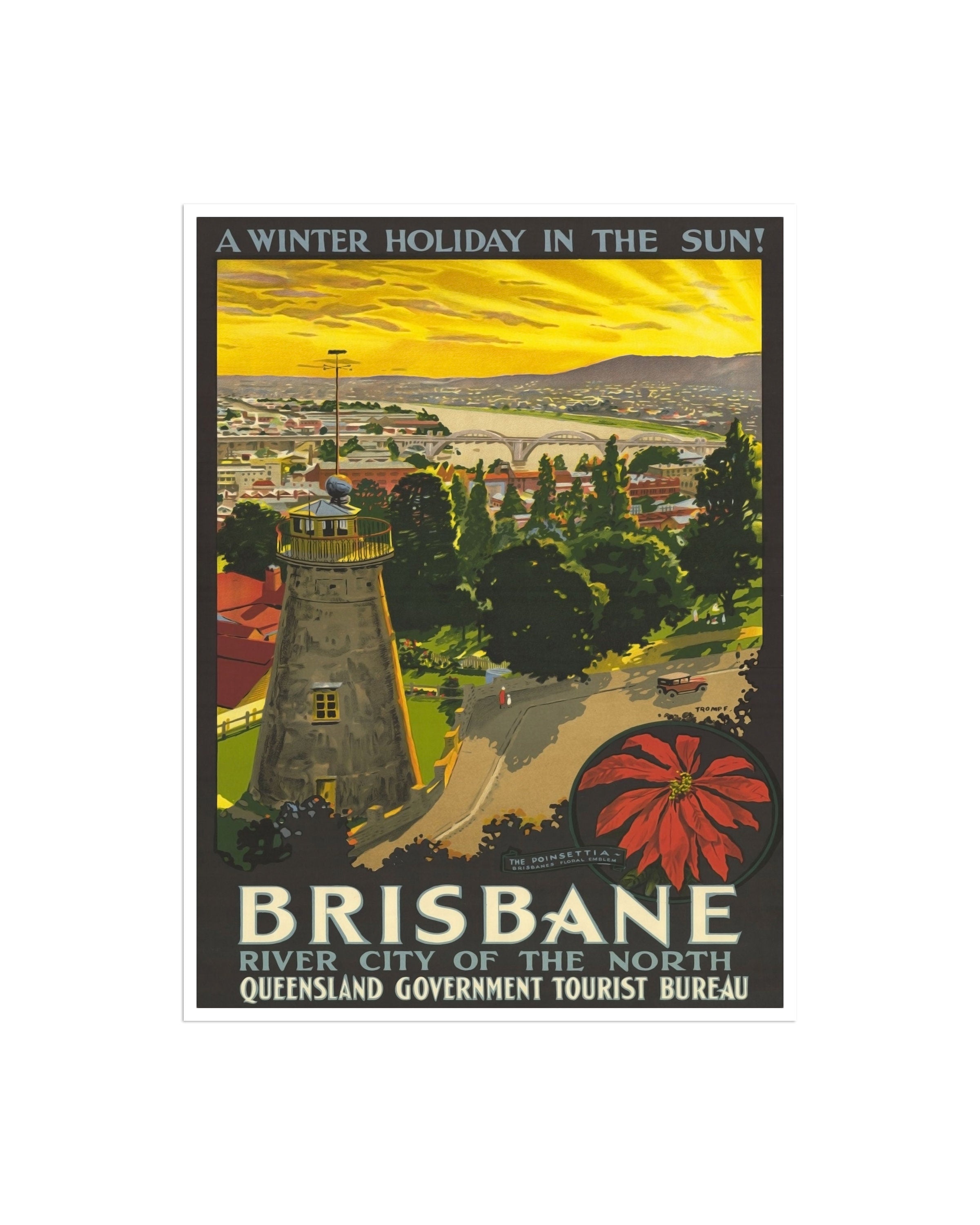 Brisbane Australia Art Sign Wall Decor Travel Poster Print (XR2170)