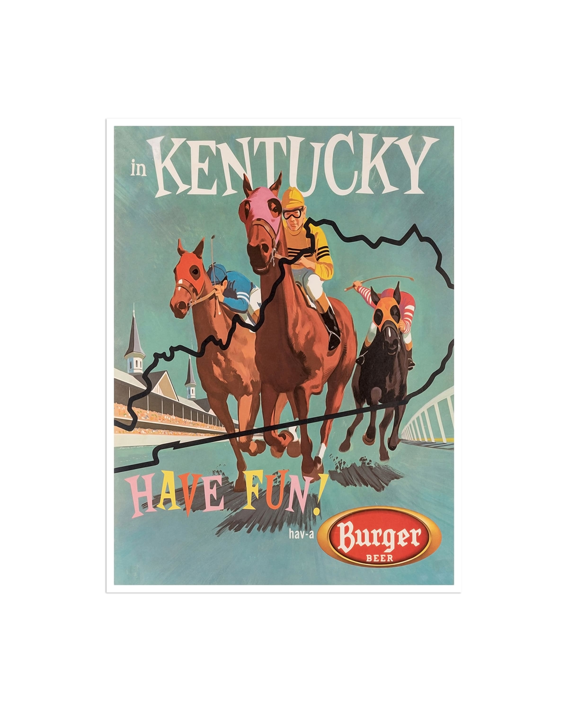 Kentucky Derby Art Travel Poster Horseback Riding Print Vintage Home Decor (H643)