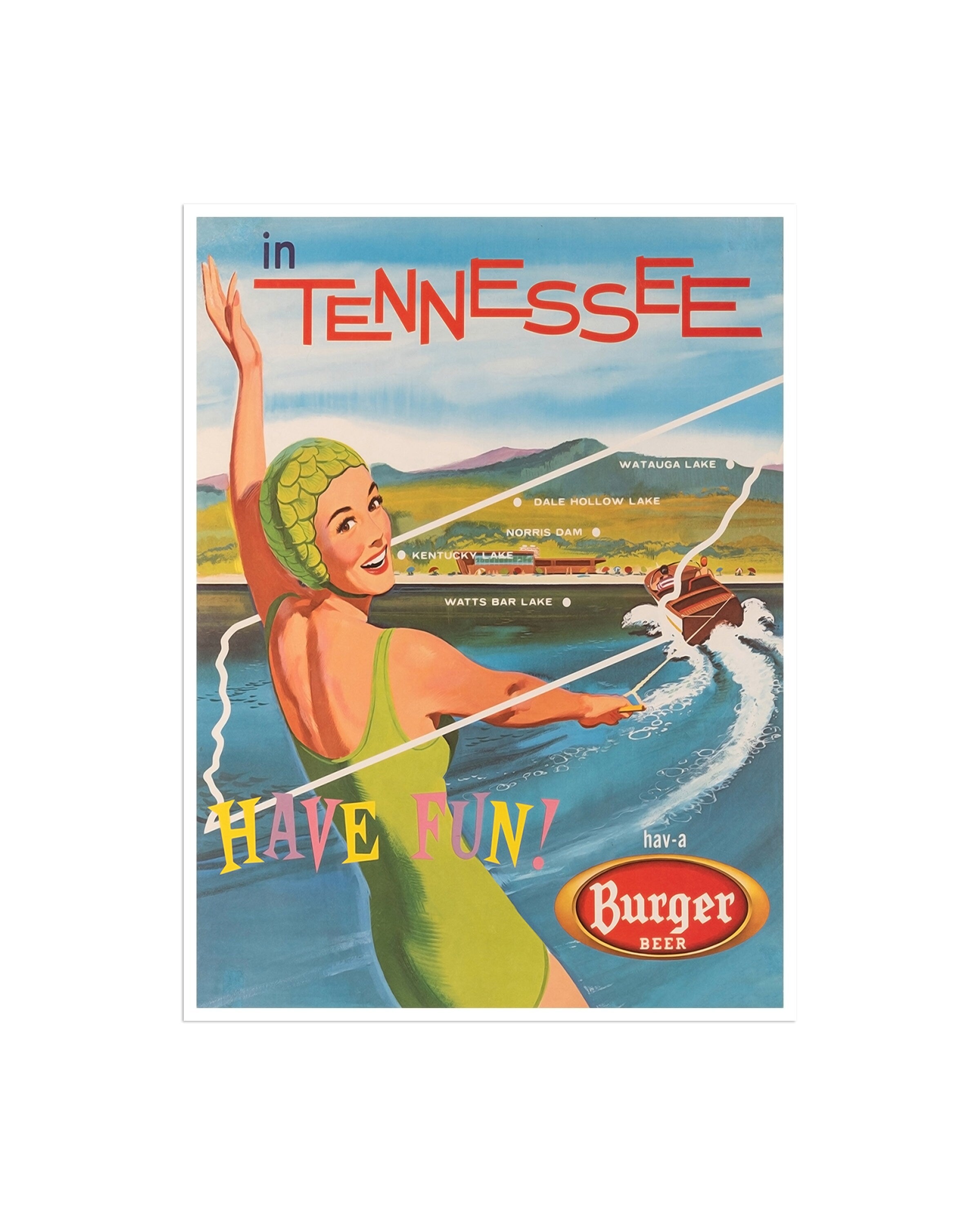 Tennessee Travel Poster Art Water Skiing Print Vintage Home Decor (H644)