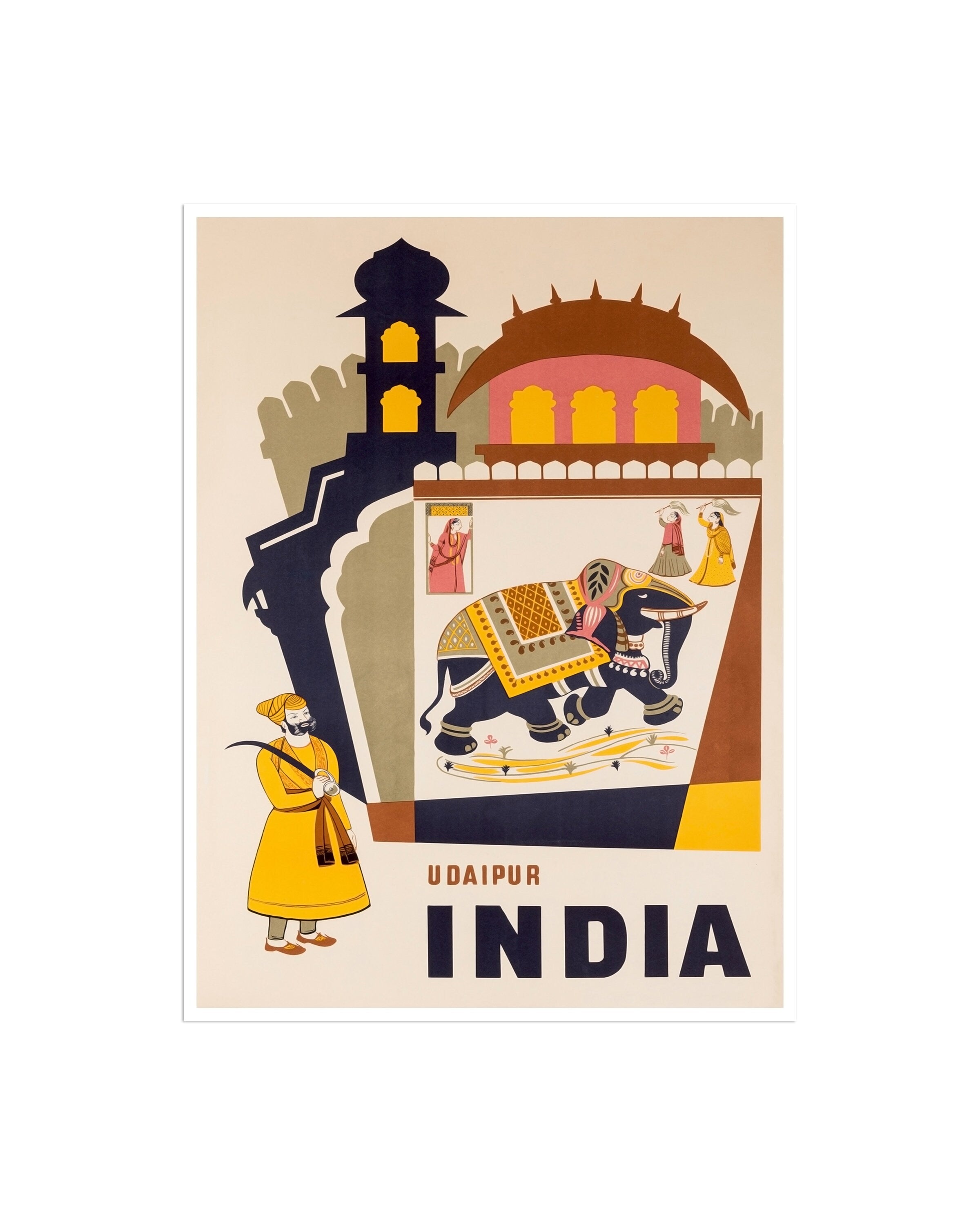 Art Udaipur India Poster Vintage Travel Print Wall Decor (XR1947)