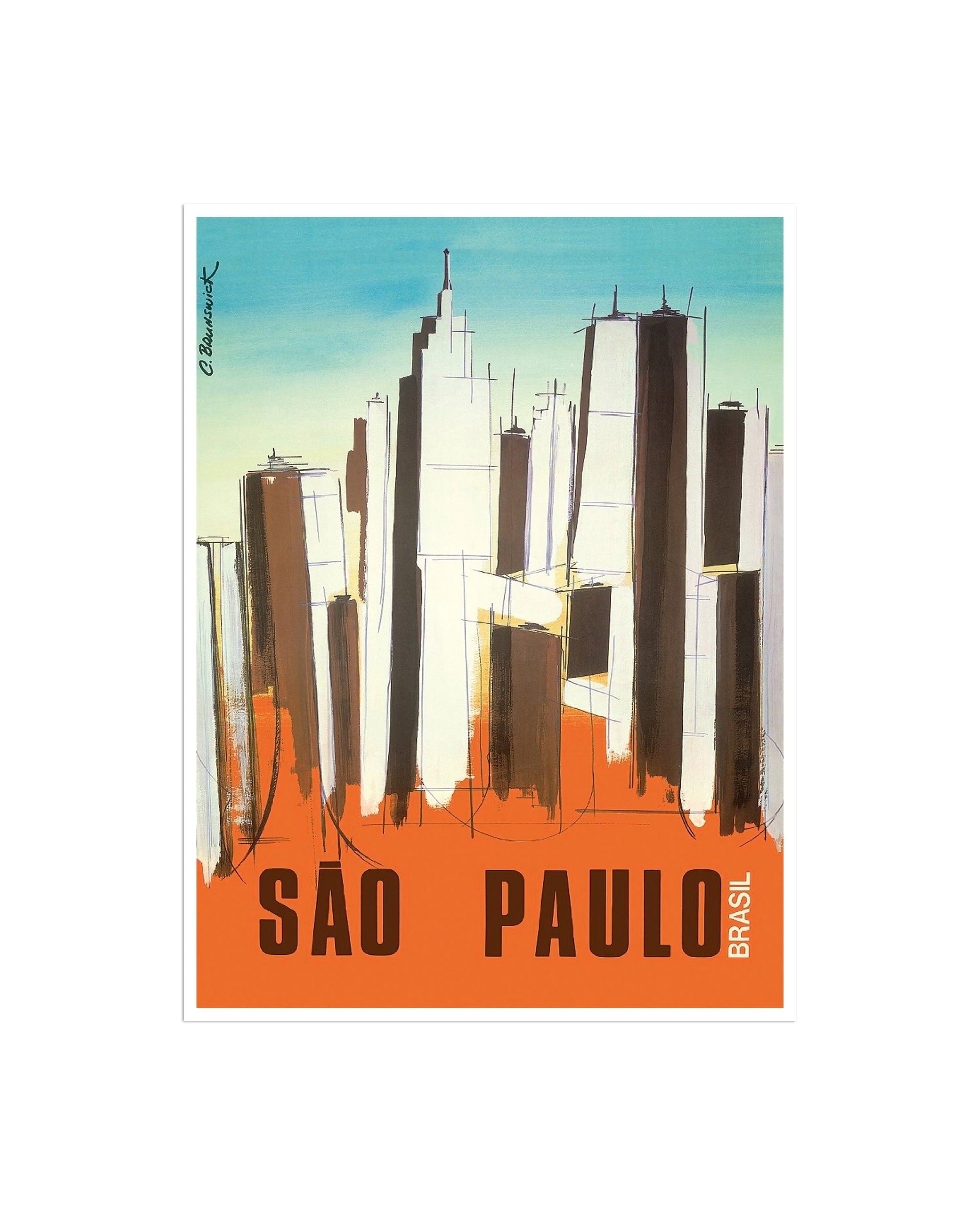 Sao Paulo Poster Brazil Print Vintage Travel Art (XR1059)