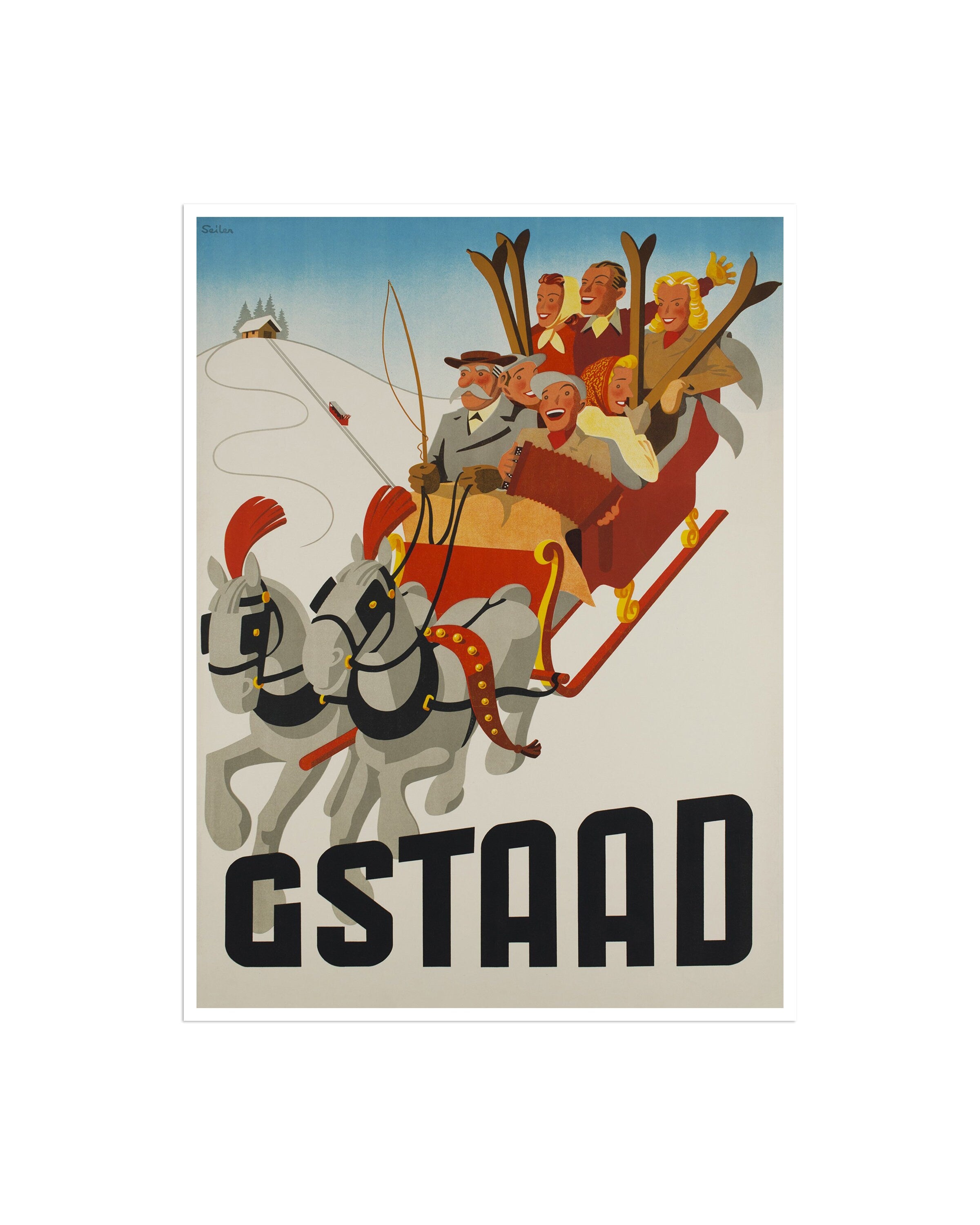 Swiss Travel Art Gstaad Switzerland Ski Poster Sports Retro Decor Vintage Print (H800)