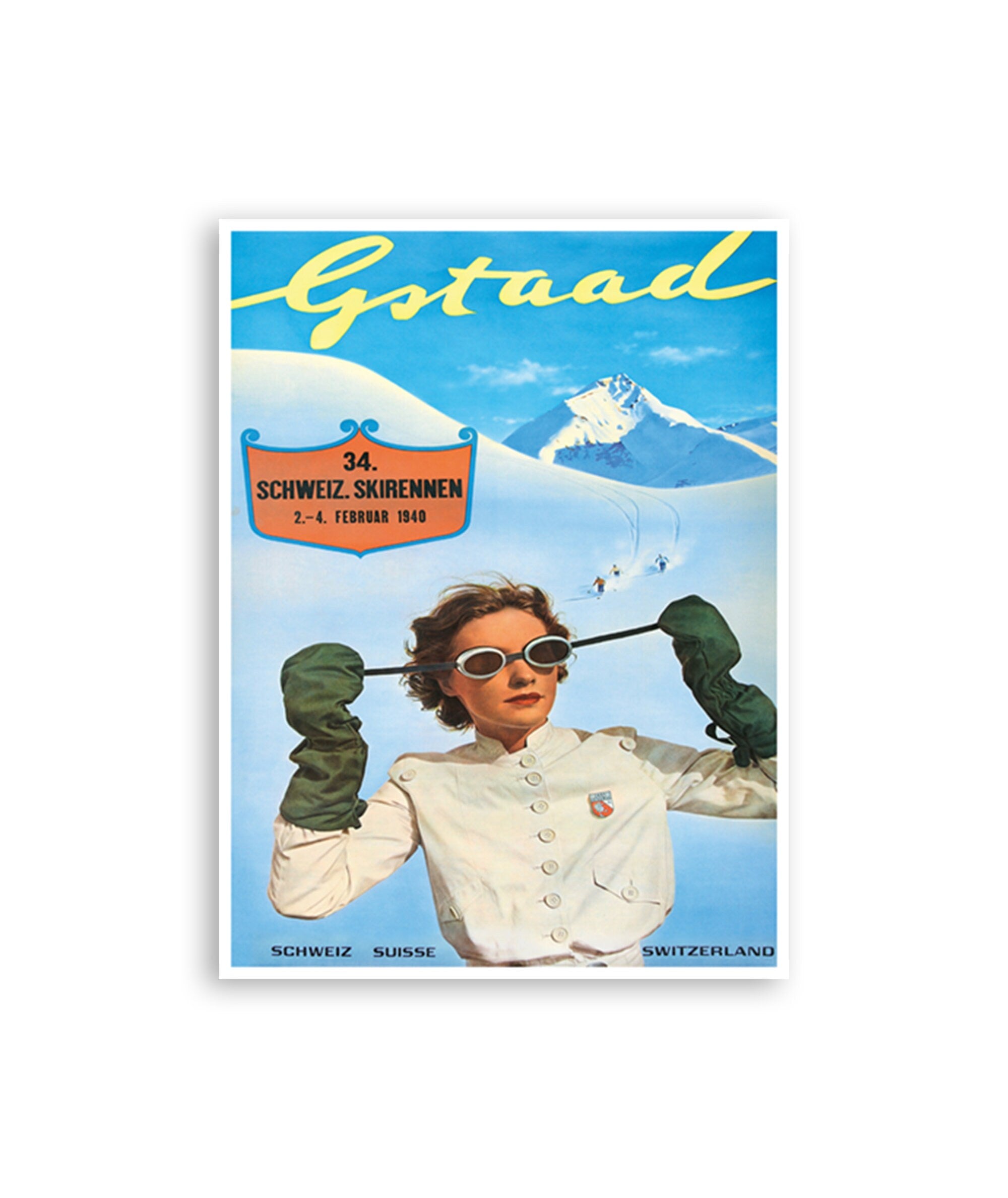 Gstaad Travel Art Switzerland Ski Poster Sports Retro Decor Vintage Print (H811)