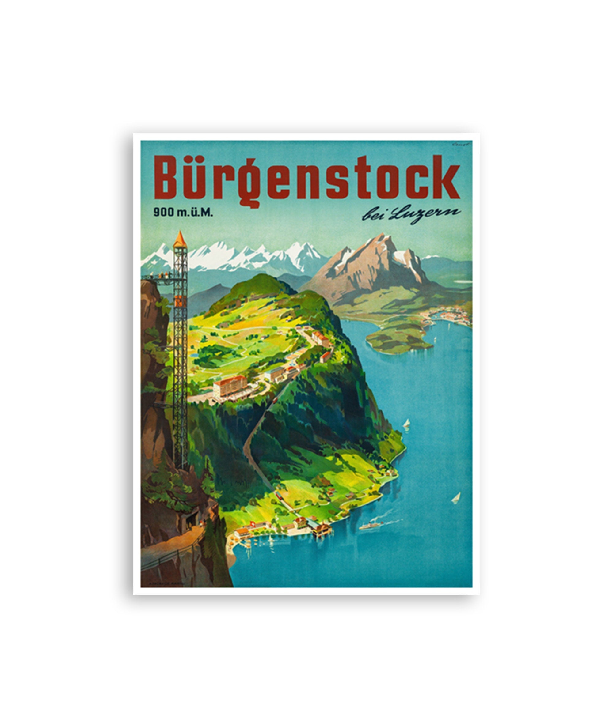Burgenstock Travel Art Switzerland Poster Sports Retro Decor Vintage Print (H812)
