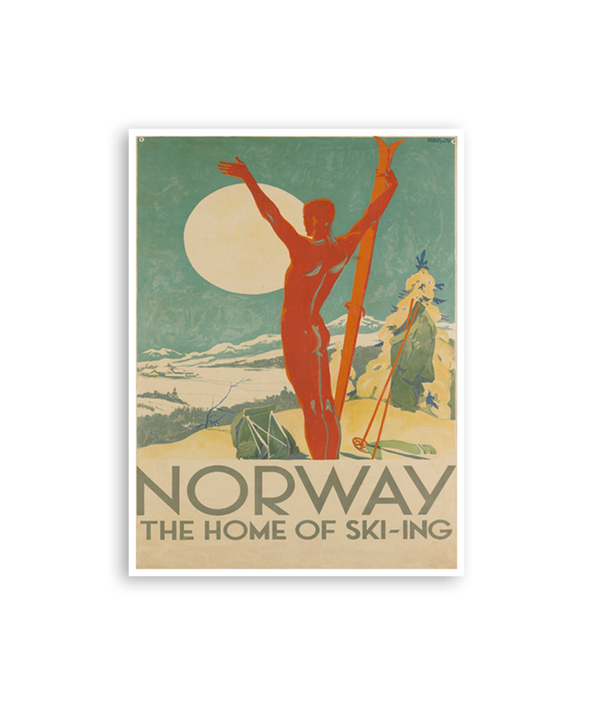 Norway Travel Poster Ski Art Vintage Decor Retro Print (H871)