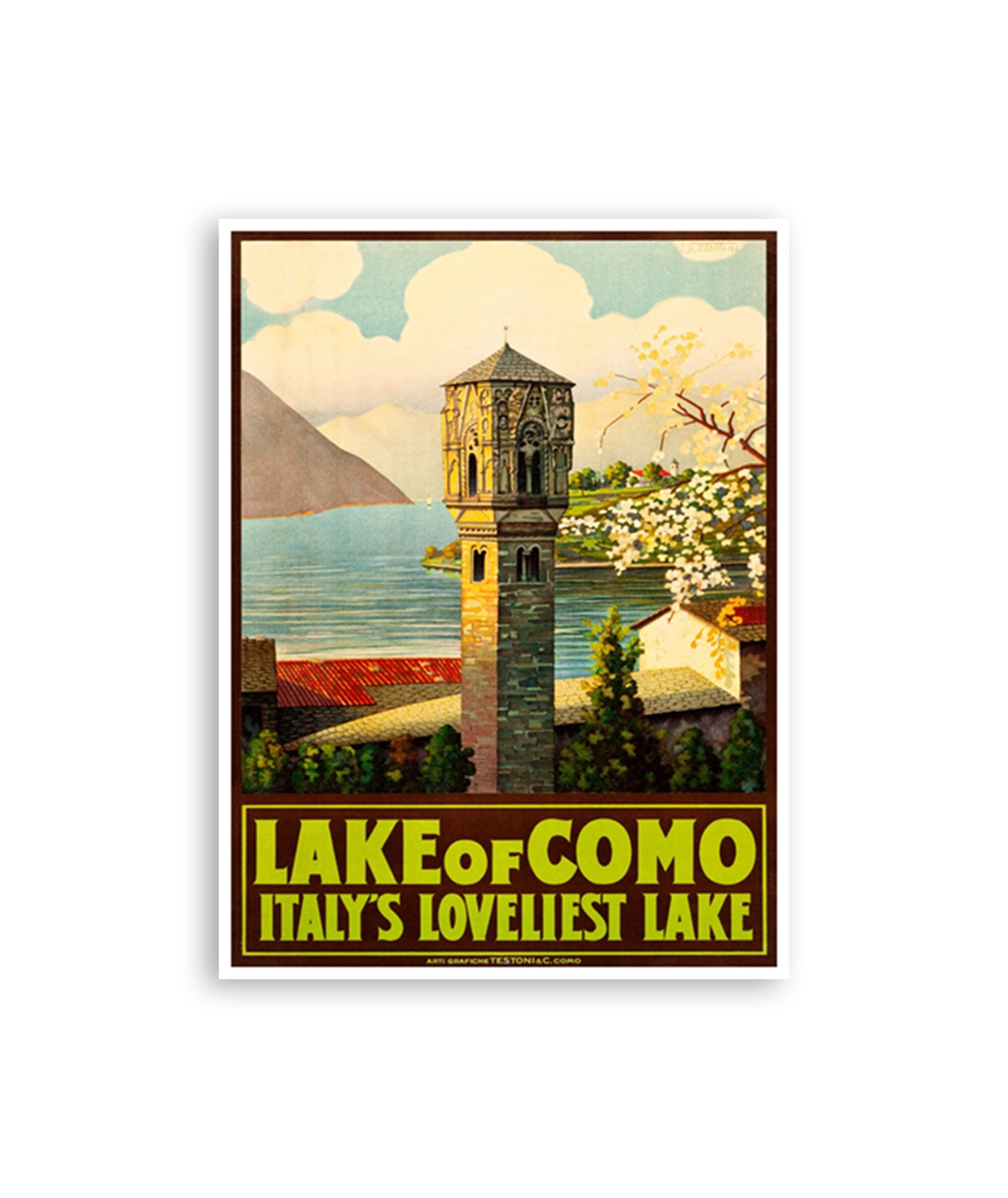 Lake Como Travel Art Italy Poster Home Decor Vintage Print (H880)