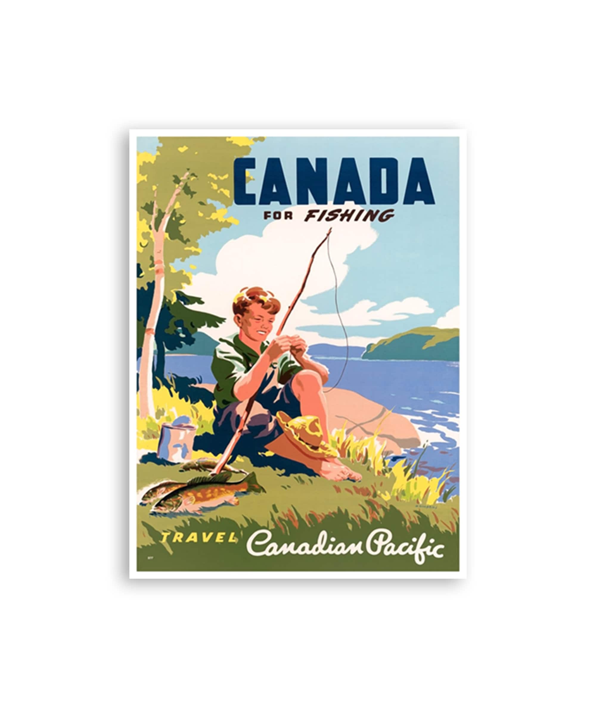 Canada Fishing Art Travel Poster Angler's Retro Vintage Print (H975)