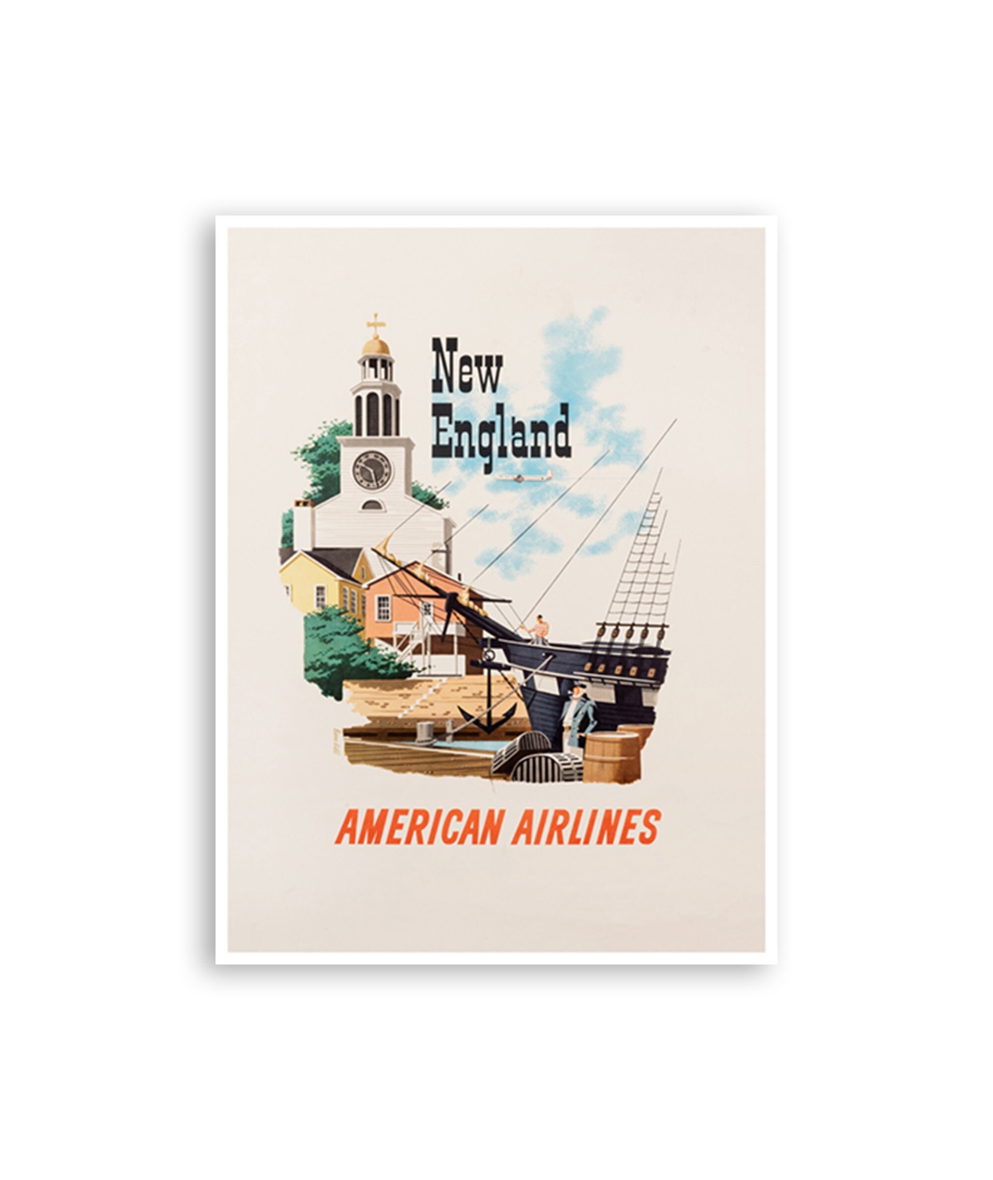 New England Poster Travel Art Vintage Print (XR3303)