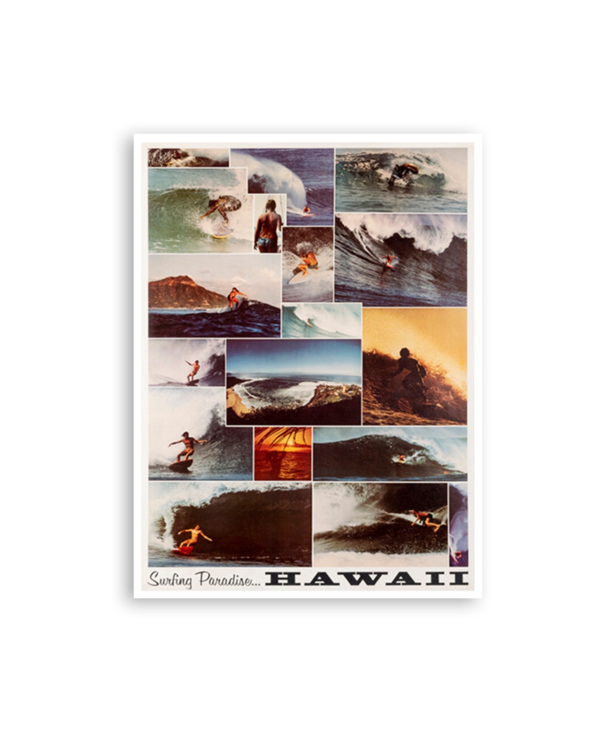 Hawaii Surfing Art Hawaiian Travel Poster (H1095)