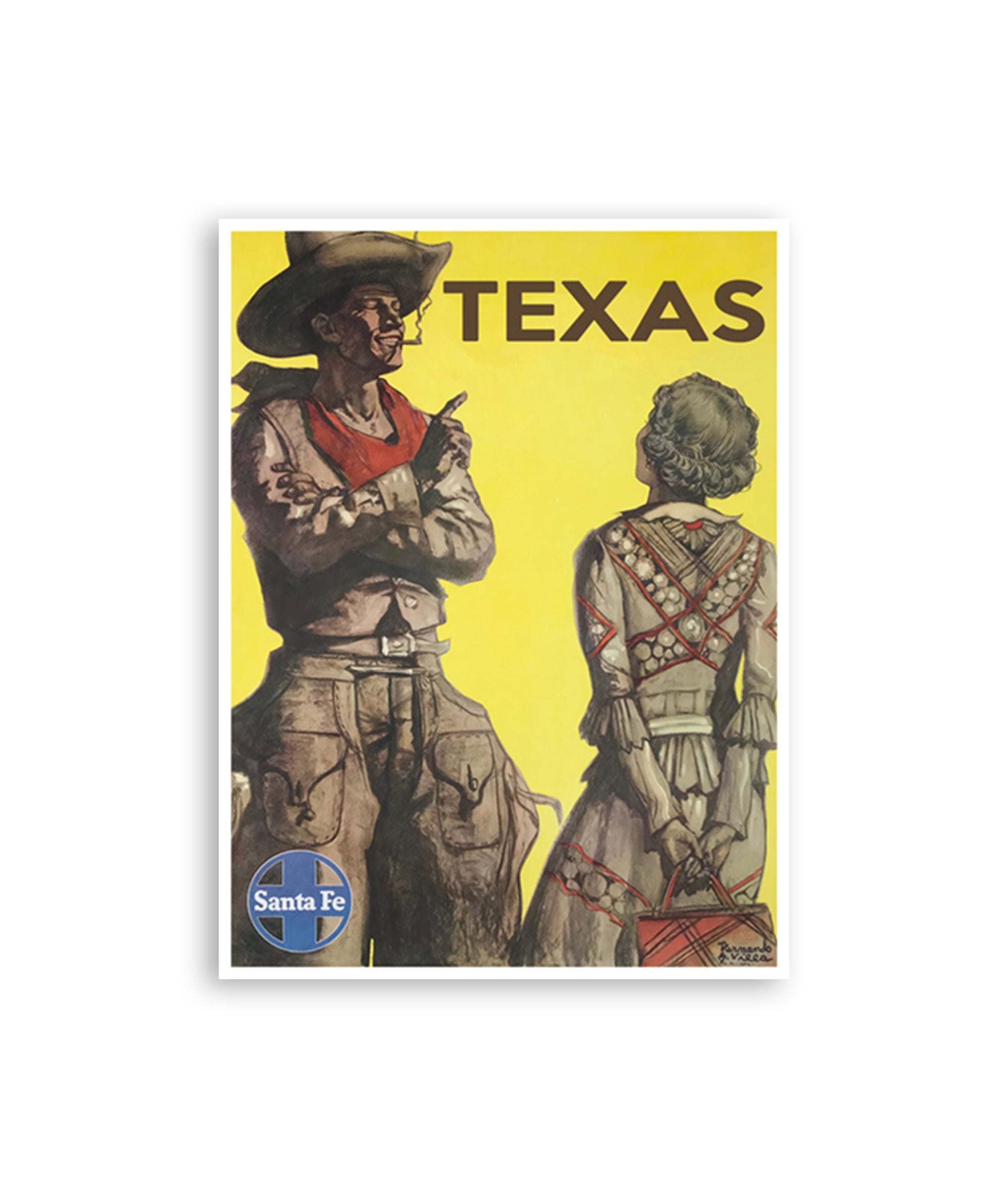 Texas Travel Poster Art Vintage Western Home Decor Print (H1224)