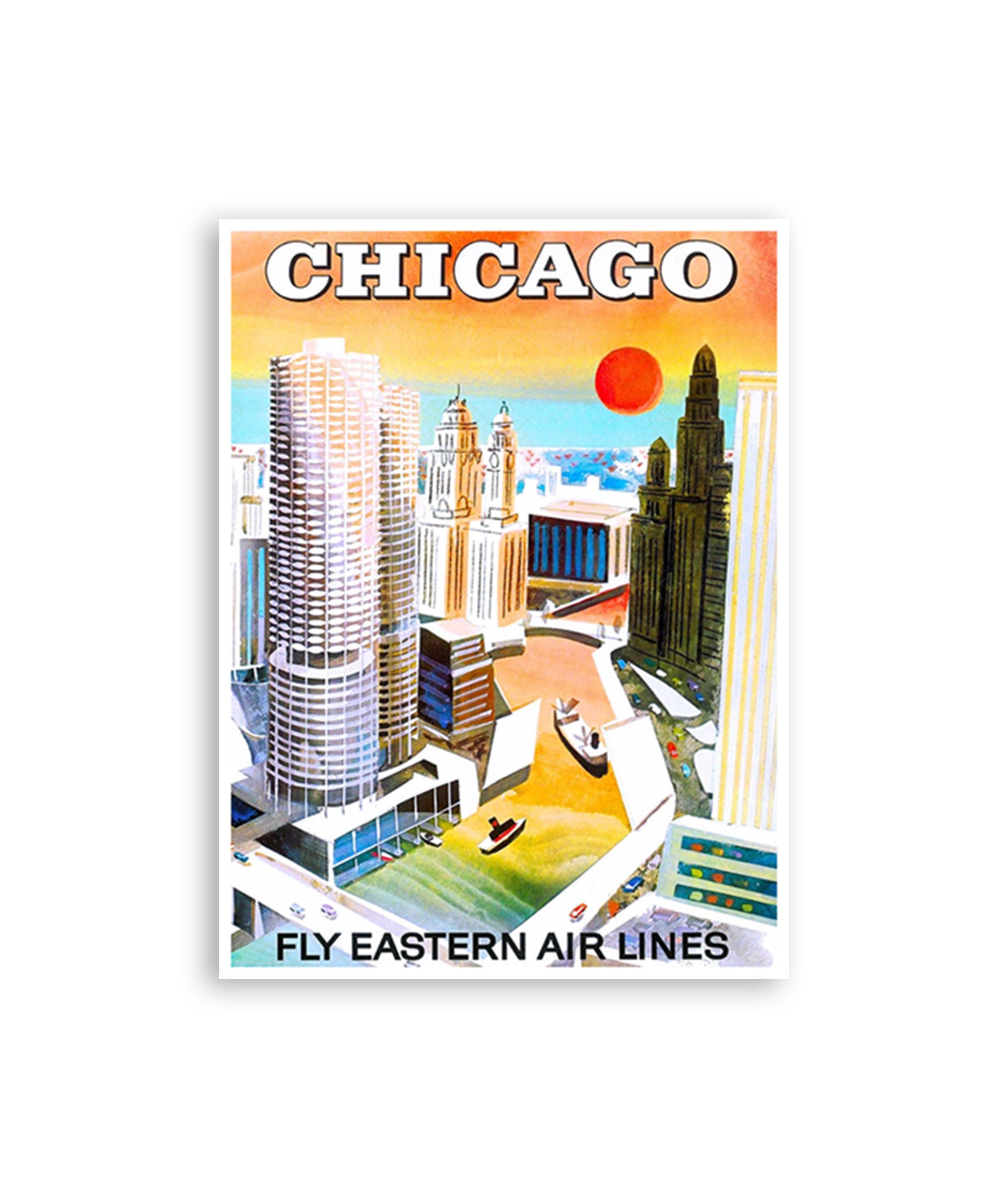 Chicago Art Chicago Travel Poster Illinois Gift Print Vintage (XR1457)a