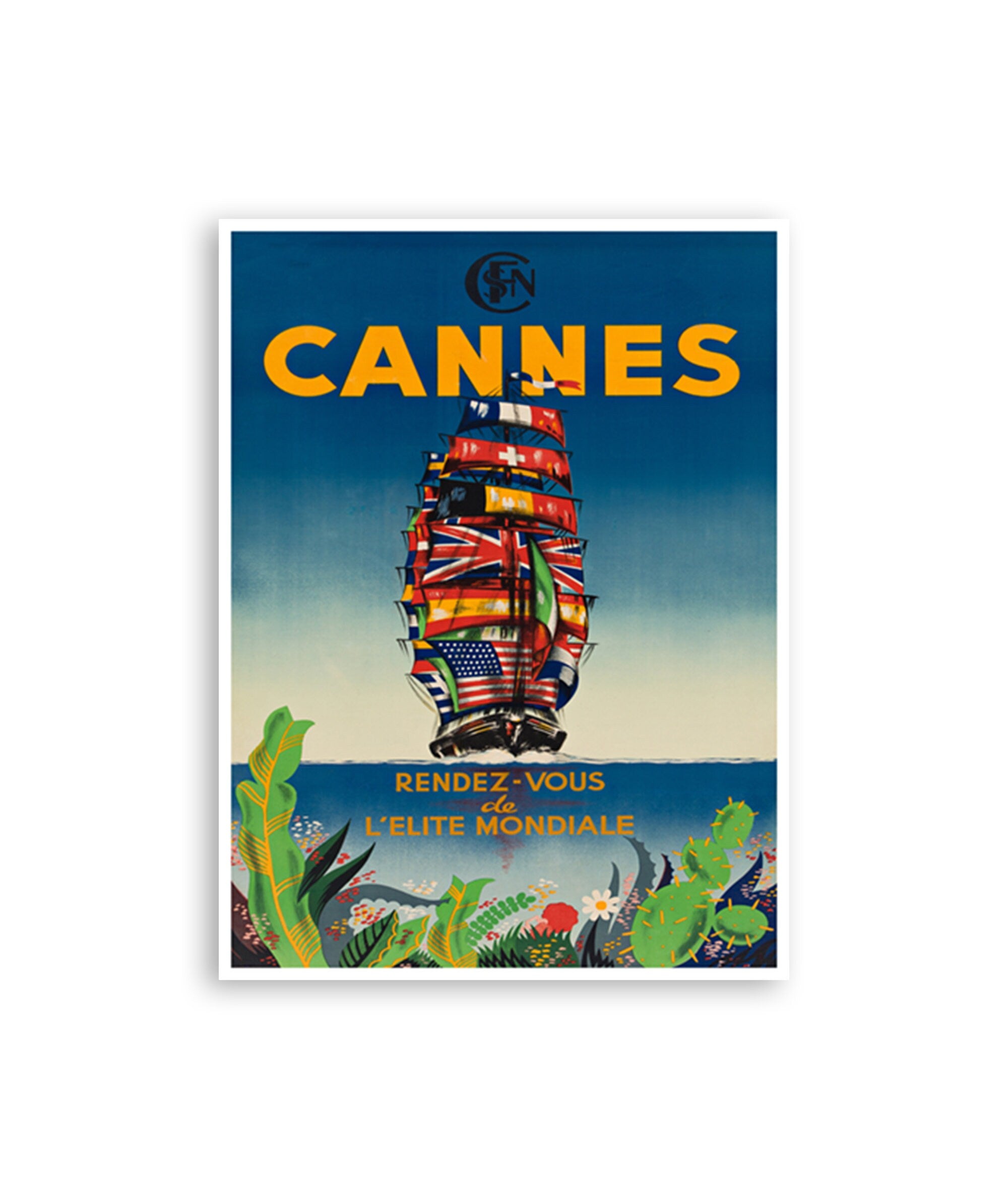 Cannes Print France Travel Poster Vintage French Art (H1015)