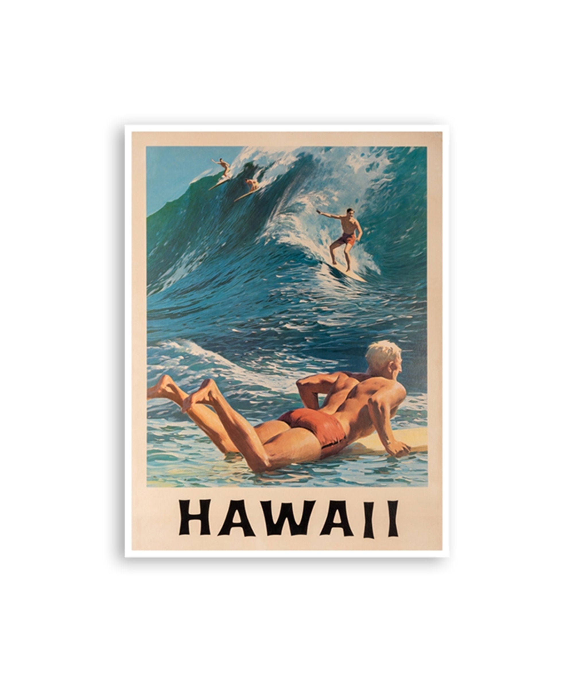 Vintage Hawaii Art Retro Surfer Print Hawaiian Travel Poster Home Decor (XR1794)