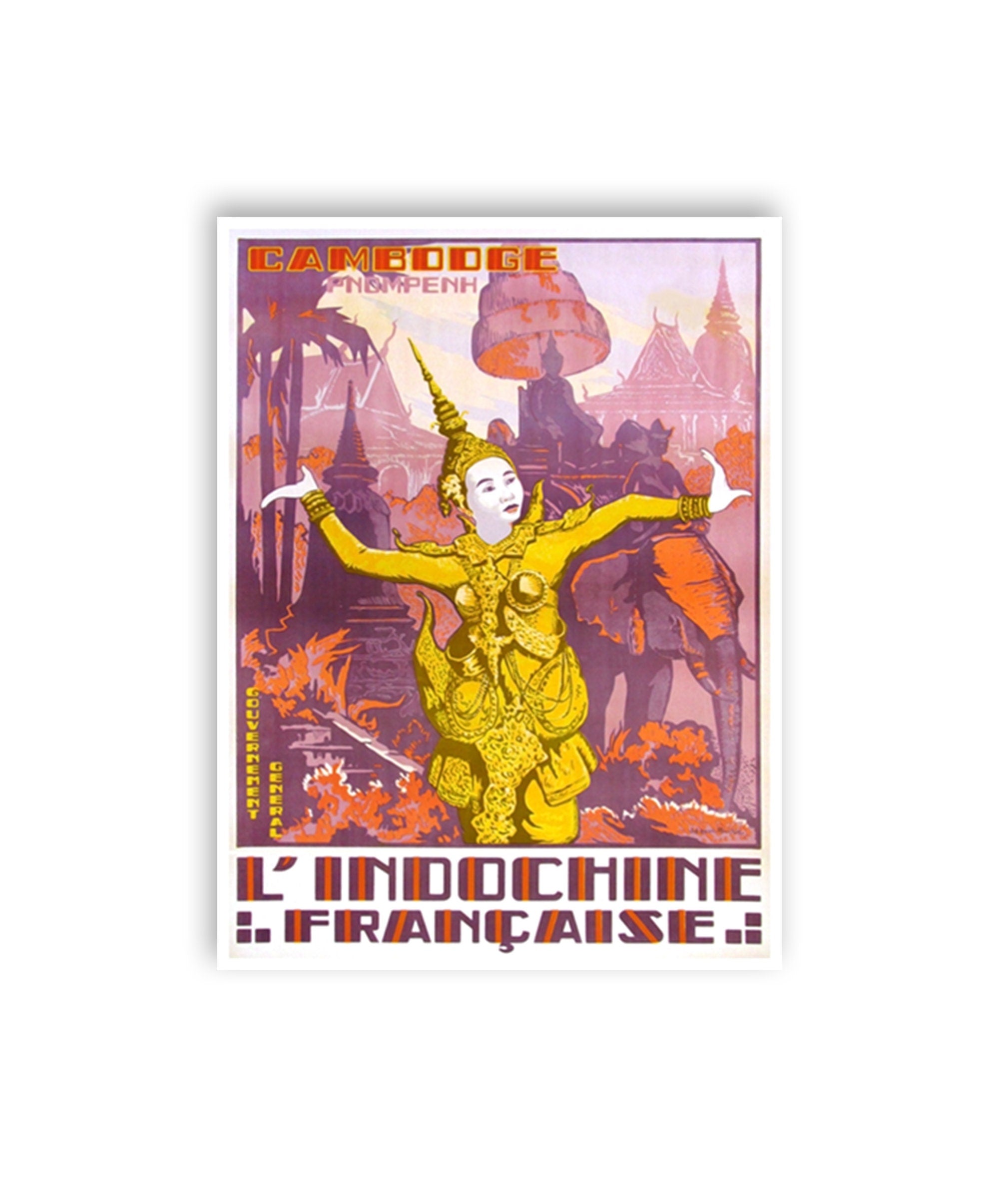 Cambodia Art Phnom Penh Travel Print Poster Vintage Home Decor (XR1827)