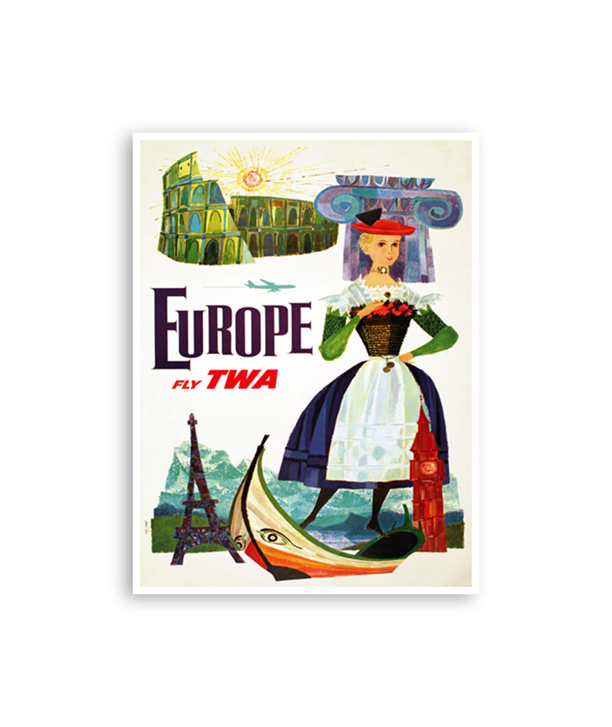 Vintage Europe Print European Gift Travel Poster Retro Office Print (H1260)