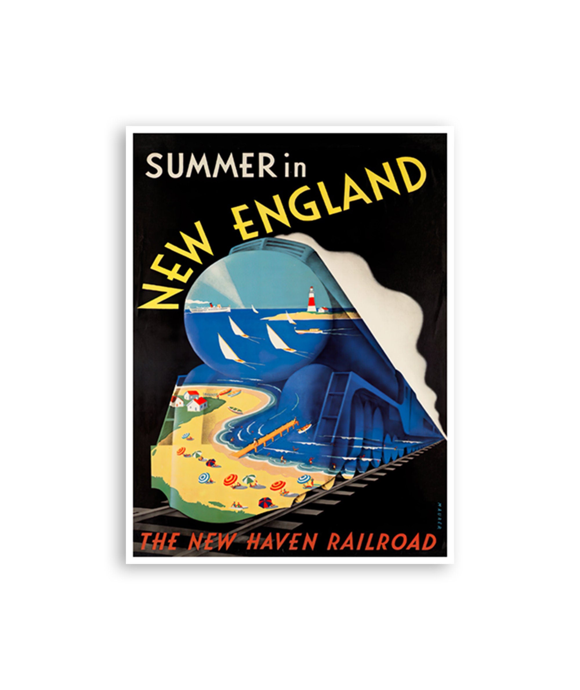 Vintage New England Art Travel Poster New England Print Wall Decor Living Room Sign (XR4169)