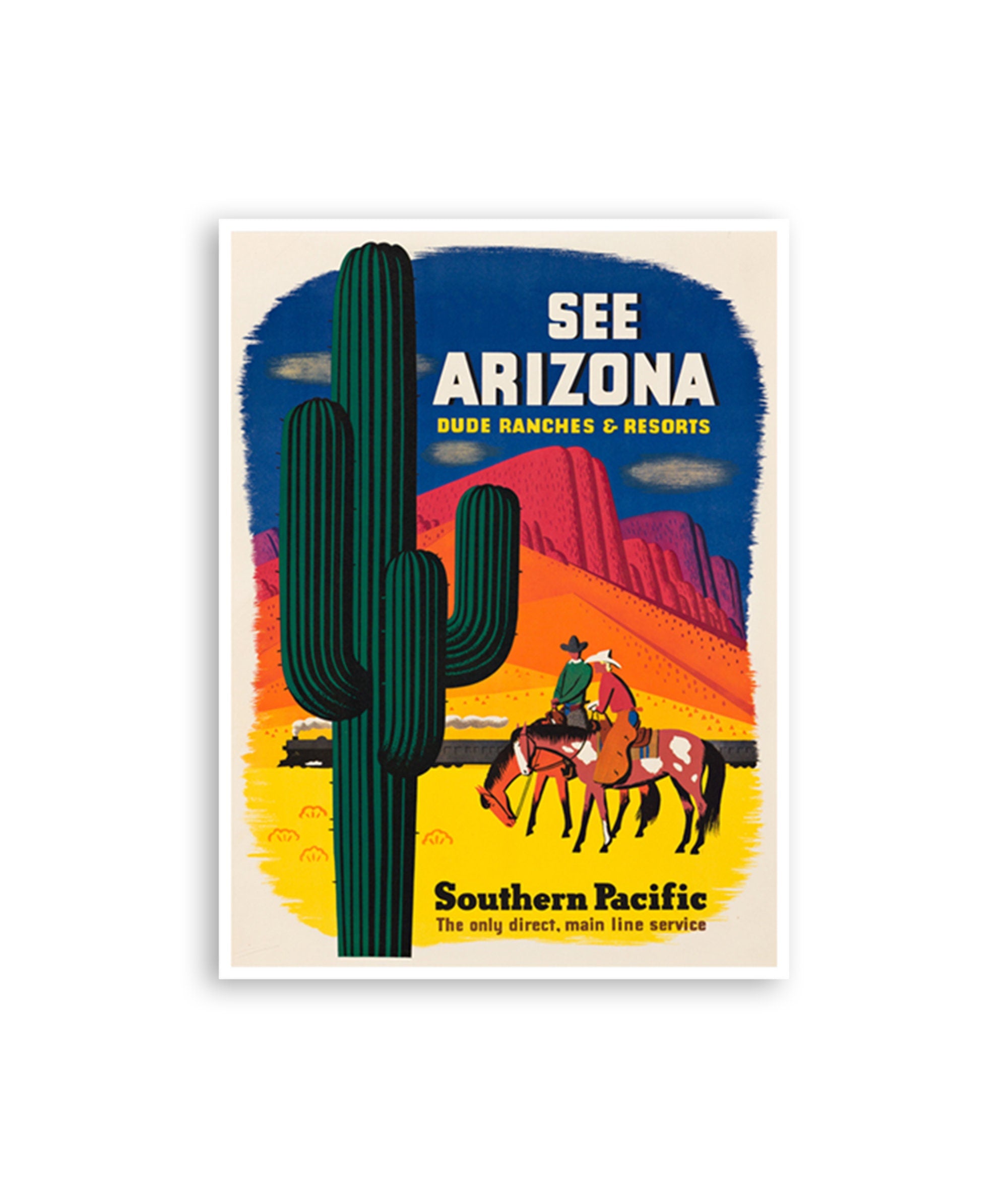 Vintage Arizona Art Cowboy Poster Western Decor Wall Art Print (H1014)