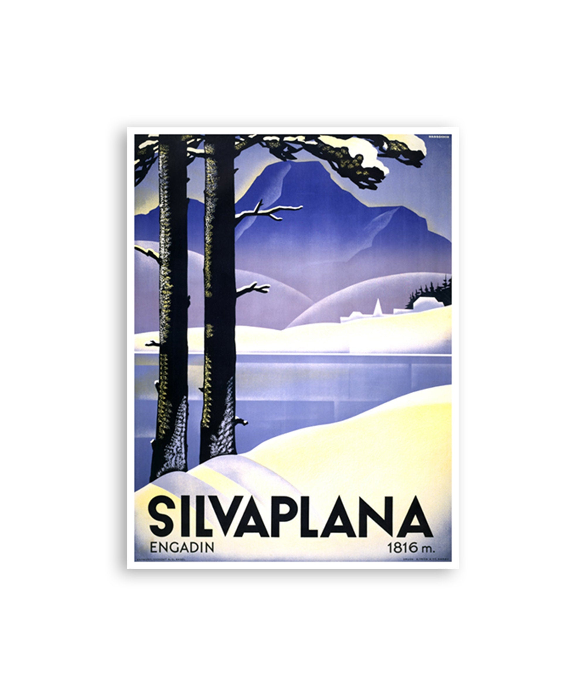 Silvaplana Art Swiss Travel Poster Switzerland Ski Print Sports Decor (H1113)