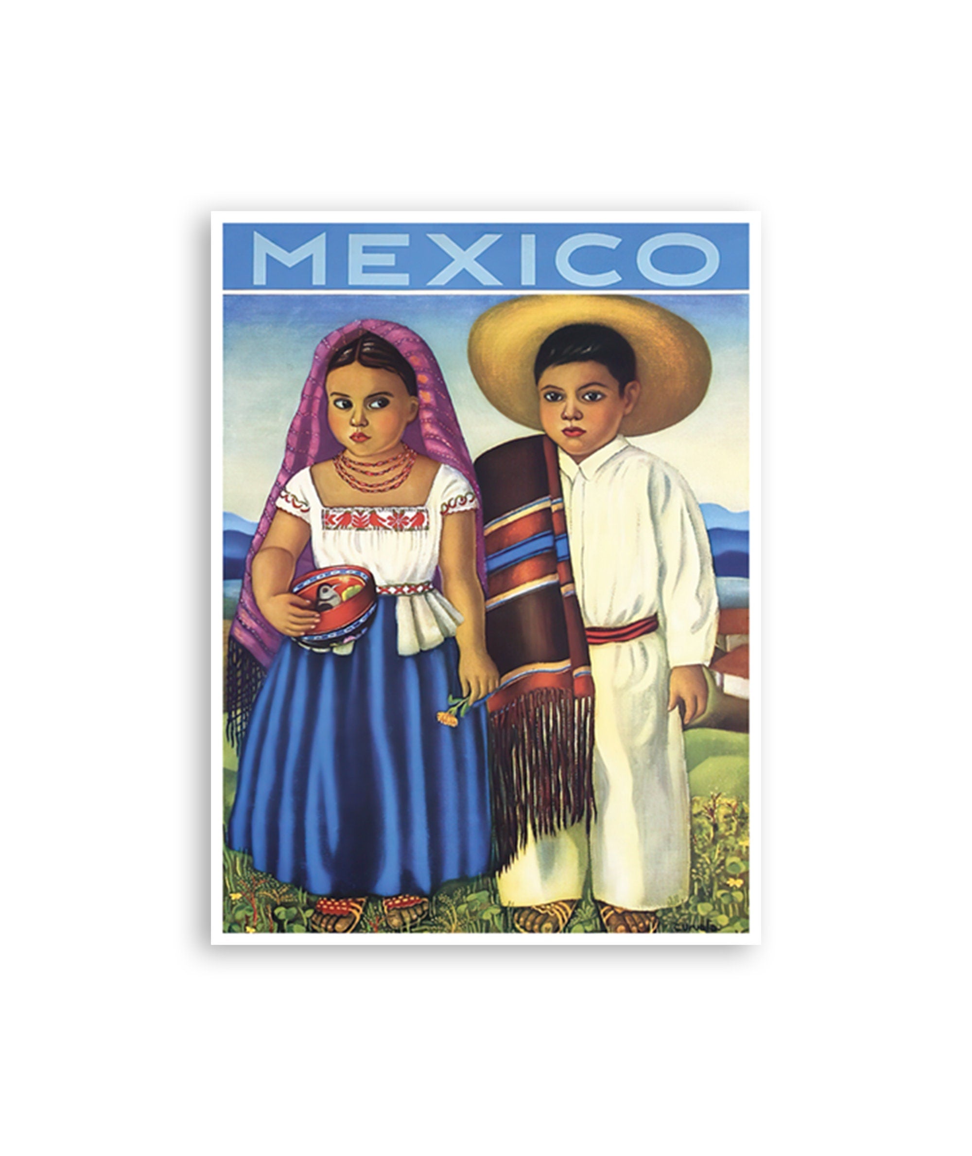 Mexico Kids Art Mexican Travel Poster Vintage Print (XR4273)