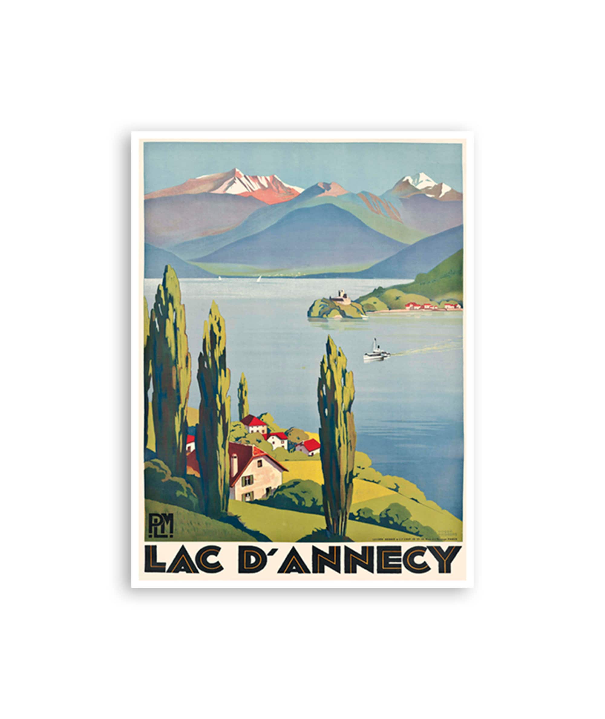 Lake Annecy Art Vintage France Print French Travel Poster Decor (XR3838)