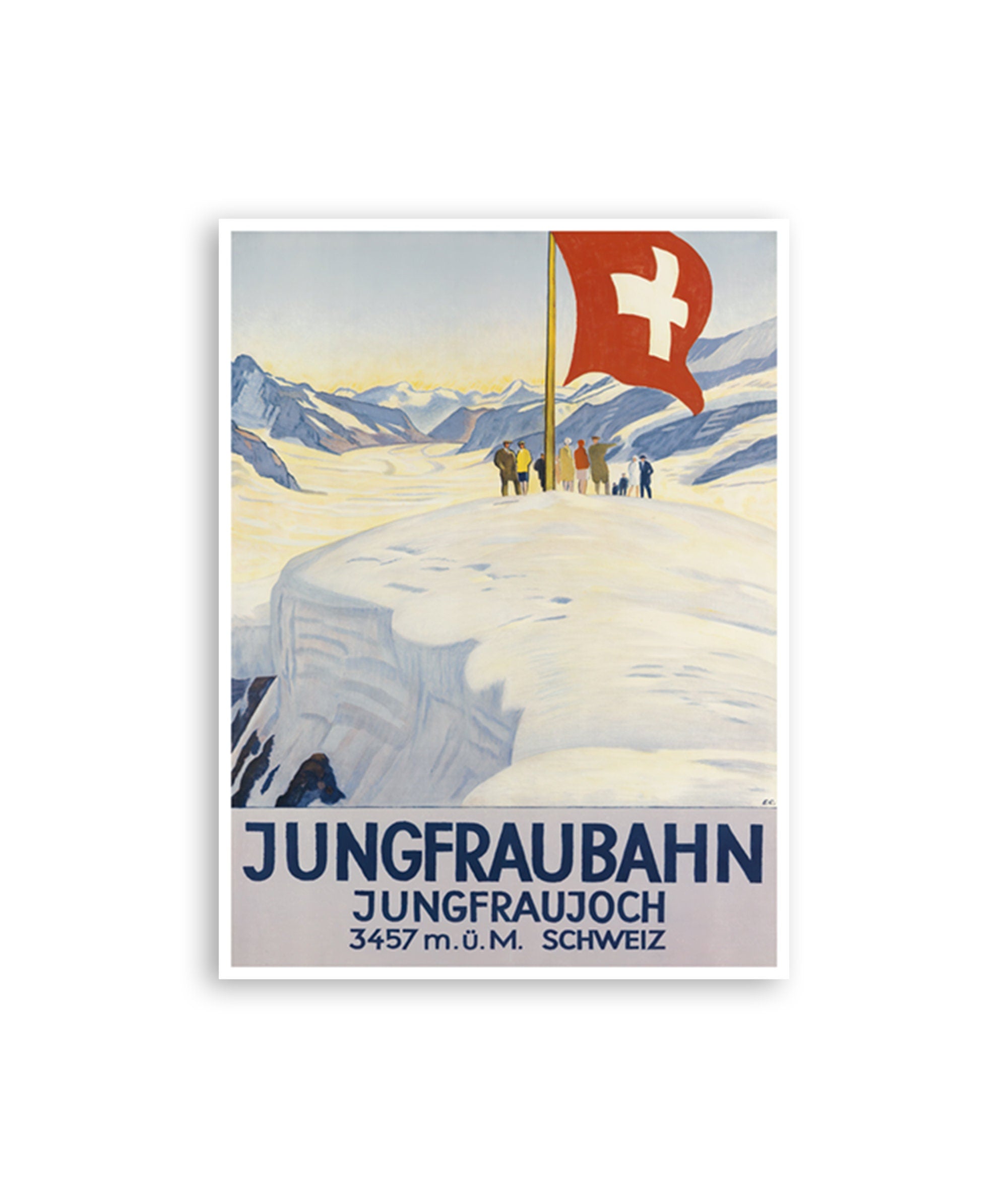 Jungfraujoch Art Swiss Travel Poster Switzerland Ski Print Vintage Jungfraubahn Sign (H1373)