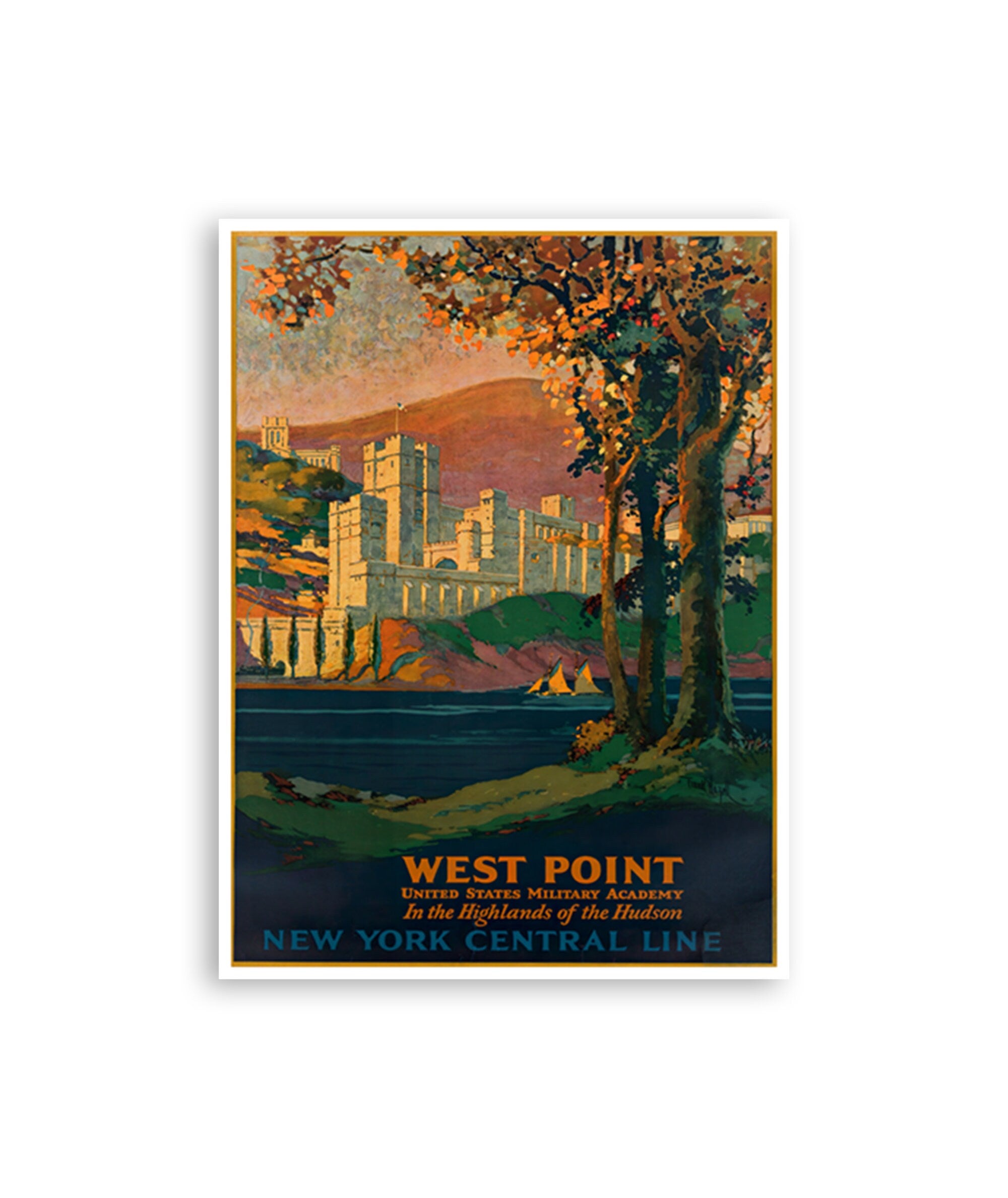 West Point Art Print New York Travel Poster Vintage Military Decor (XR4266)