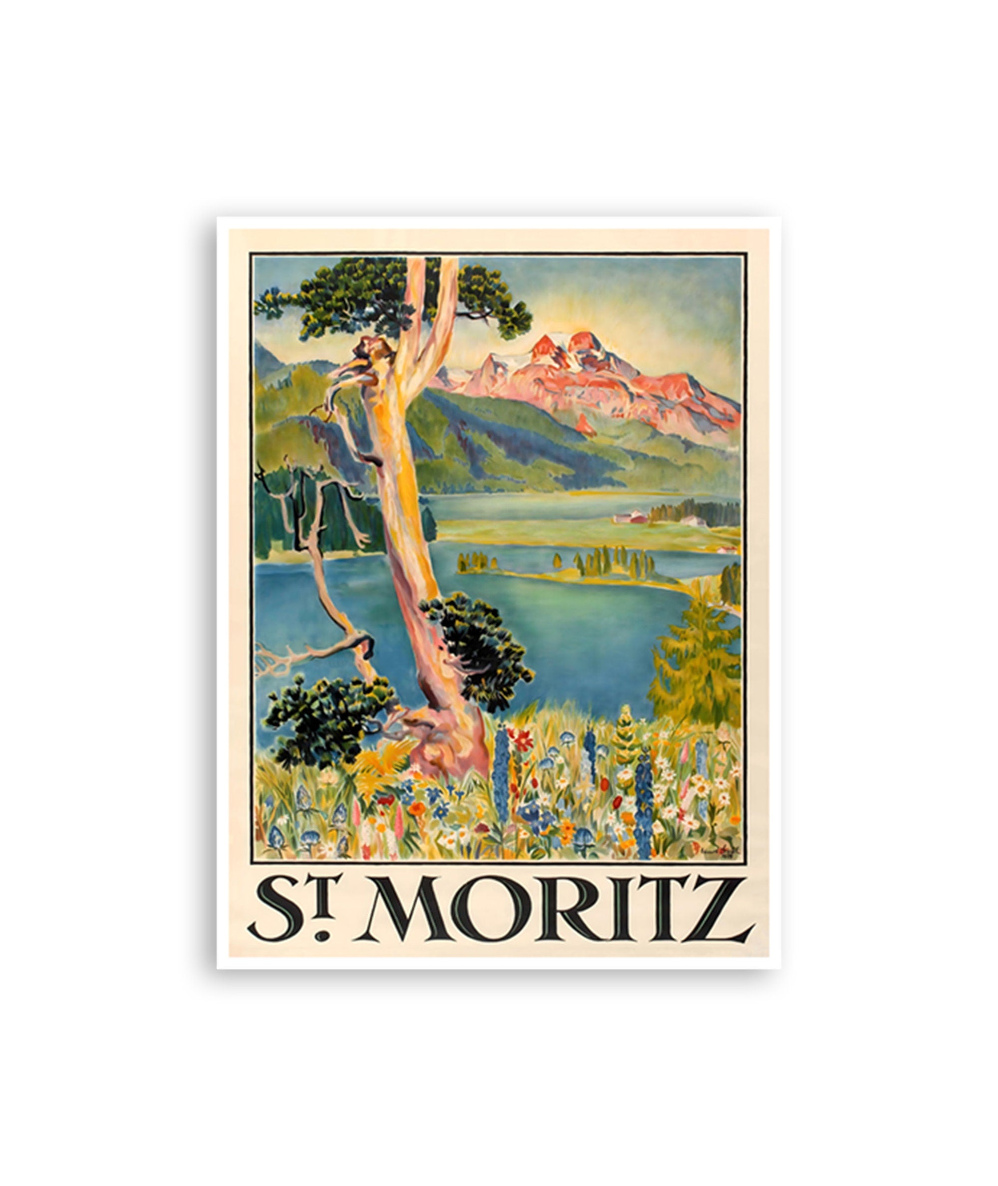 St. Moritz Switzerland Art Print Swiss Home Decor Travel Poster (XR4420)