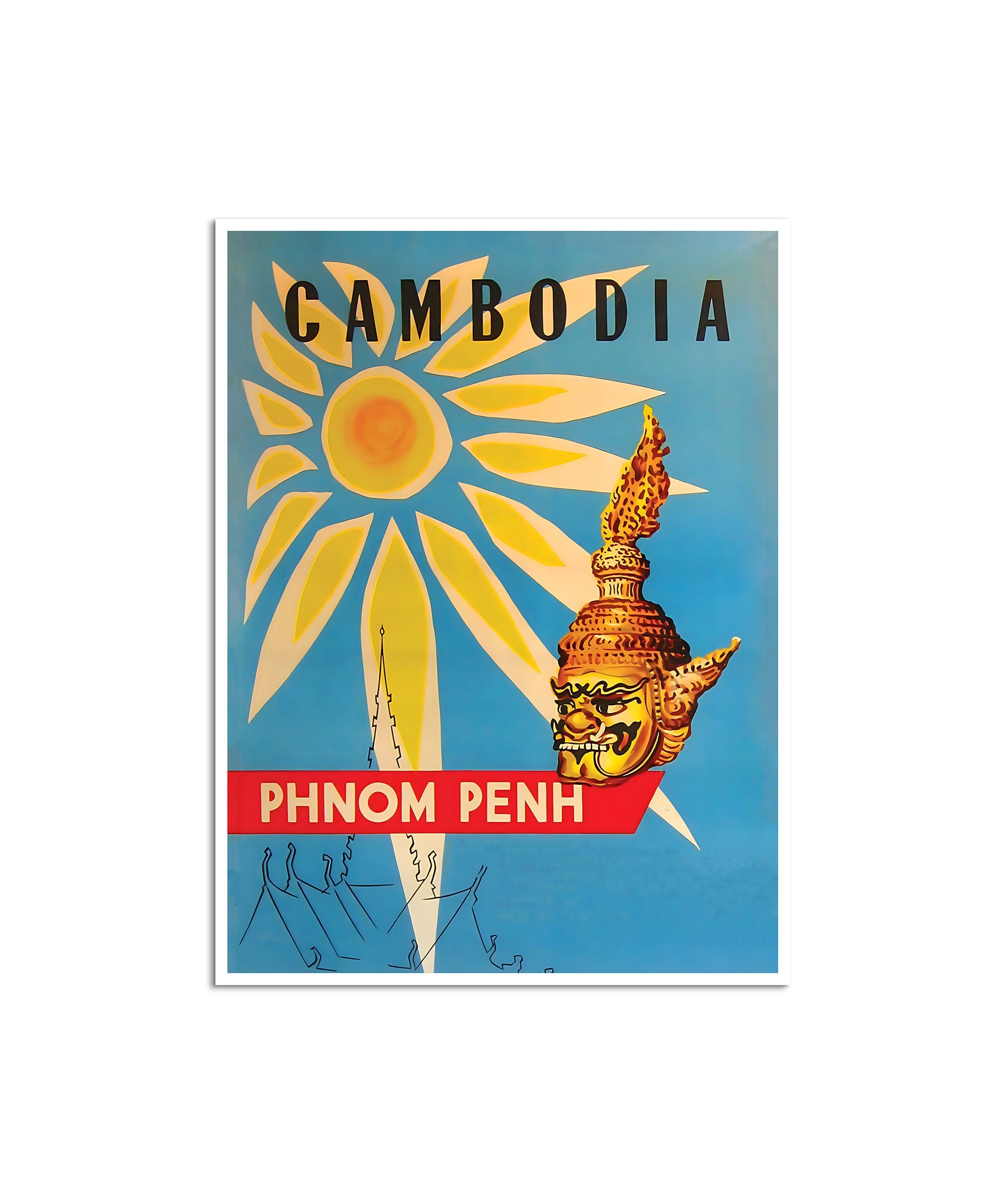 Phnom Penh Cambodia Travel Poster Asian Print Home Decor (XR4466)
