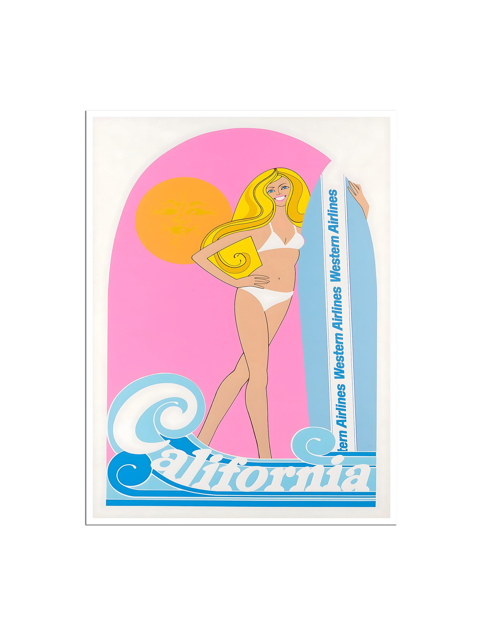 California Surfing Poster Vintage Travel Art Print (H1513)