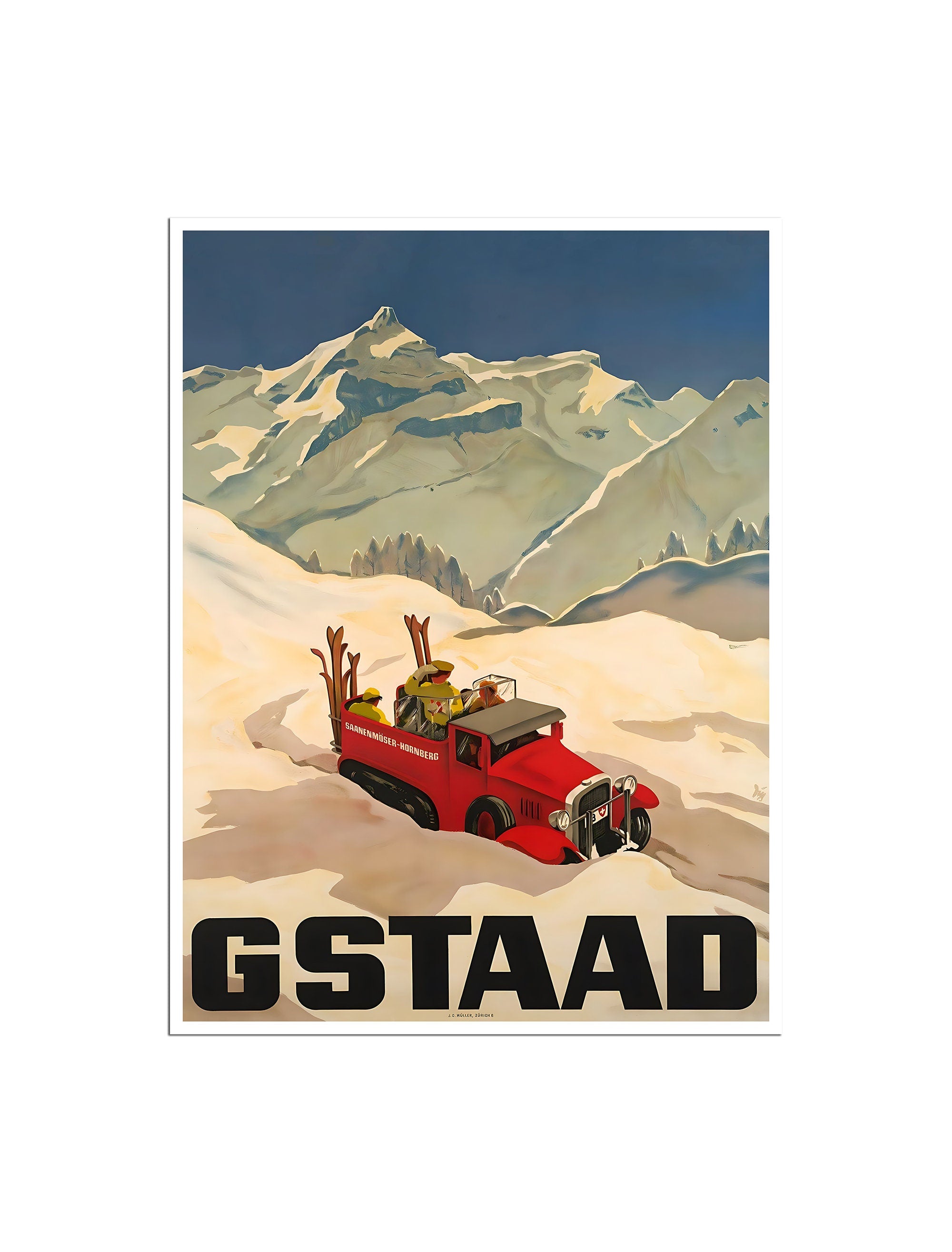 Swiss Travel Art Switzerland Ski Poster Sports Retro Decor Vintage Print (H137)