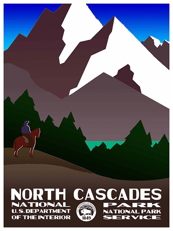 National Parks Travel Poster North Cascades Art Print (TR63)
