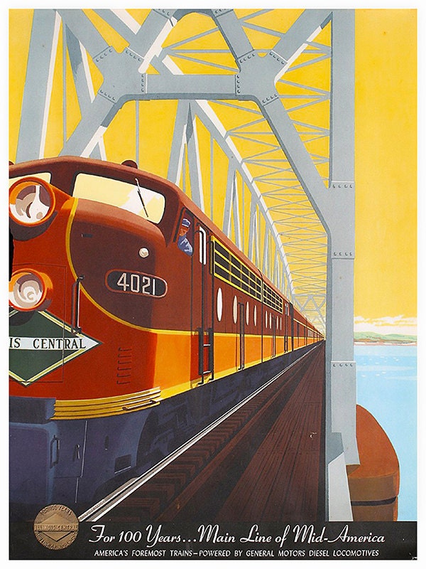 Travel Poster Railroad Art Train Print (TR64)