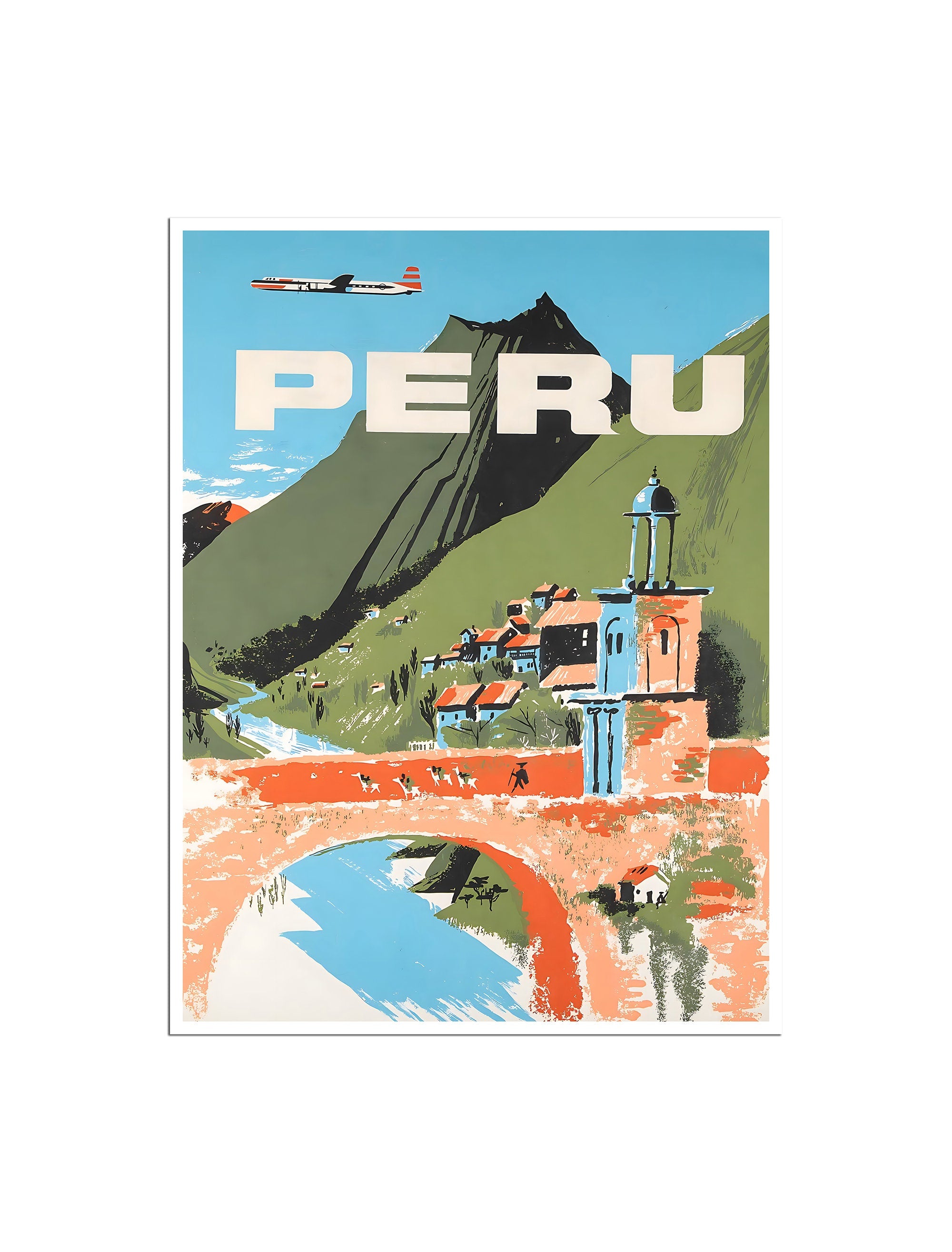 Peru Travel Poster Vintage Peruvian Art Print South American Decor (H1518)