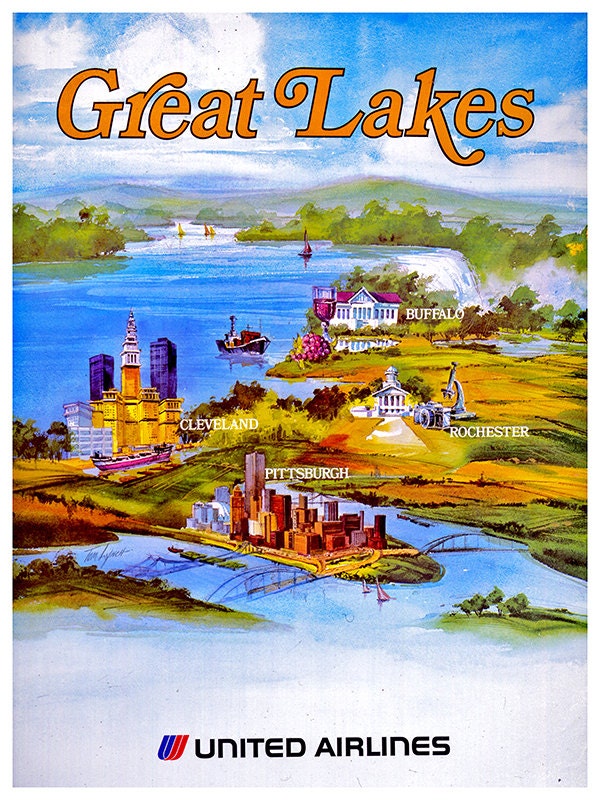Travel Poster Art Great Lakes America Print (TR41)