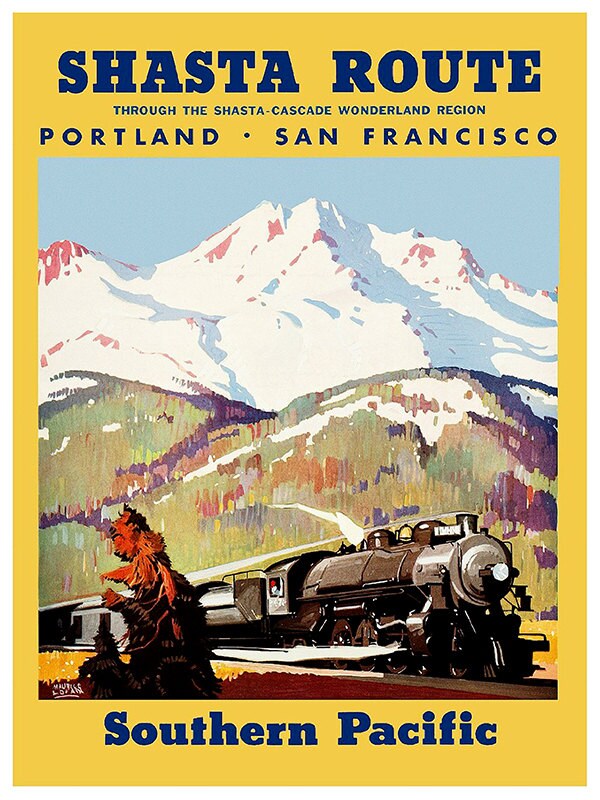 Train Art Print San Francisco Portland Vintage Travel Poster (TR86)